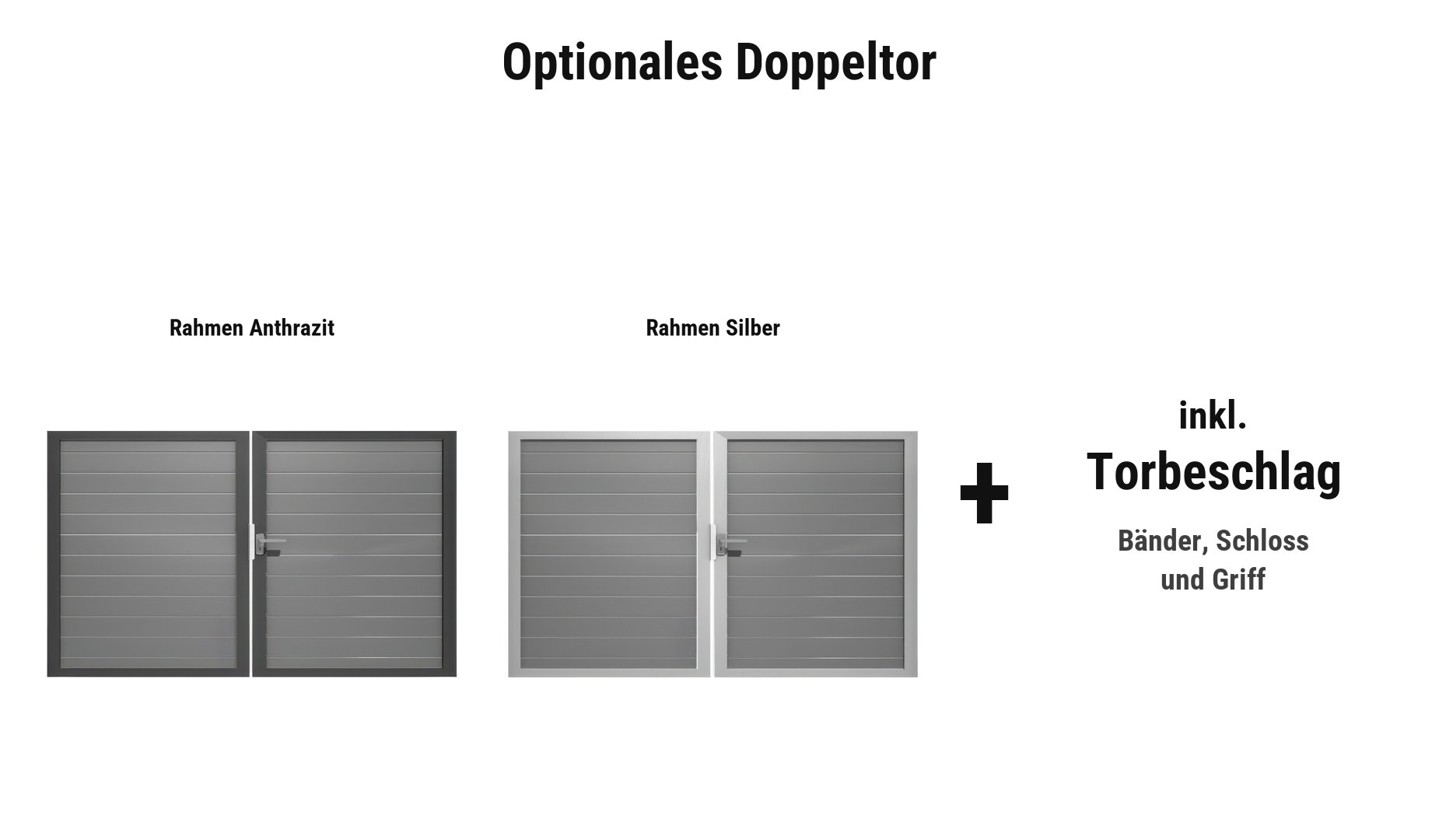 Jelling Doppeltor: ca. 300 x 180 cm, DIN links, Rahmen in Anthrazit oder Silber