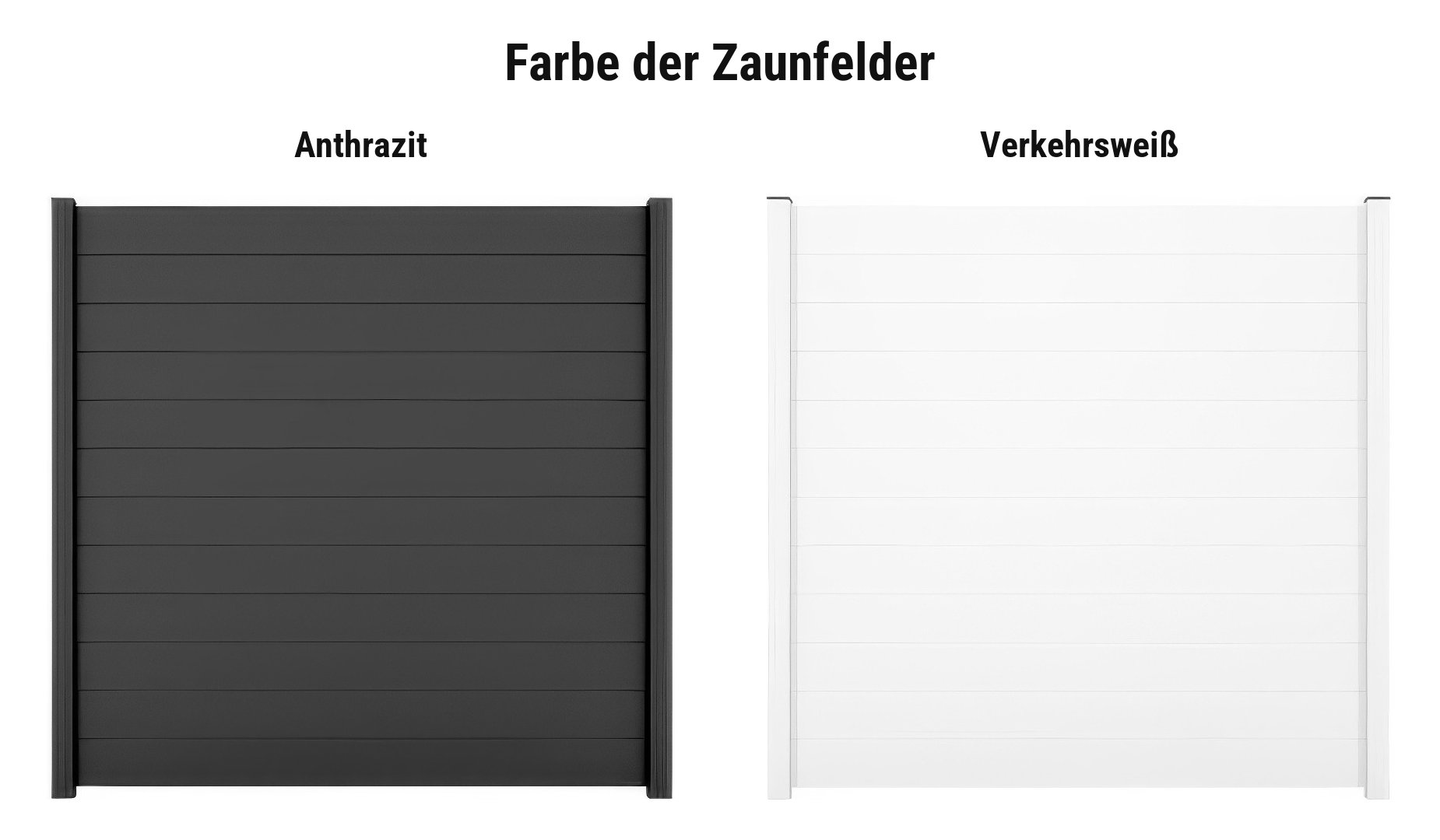 Farbauswahl Alu Sichtschutzzaun Kellinghusen: Bausätze in Anthrazit oder Verkehrsweiß