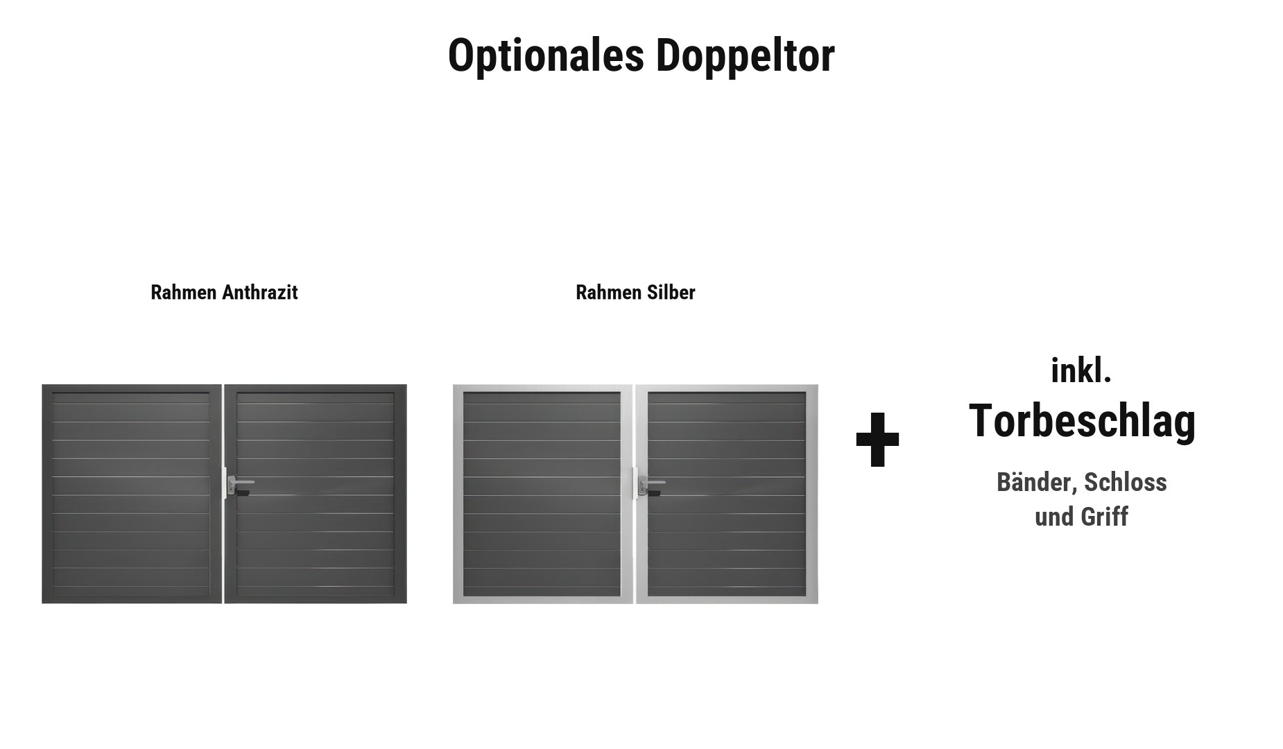 Randers Doppeltor: ca. 300 x 180 cm, DIN links, Rahmen in Anthrazit oder Silber