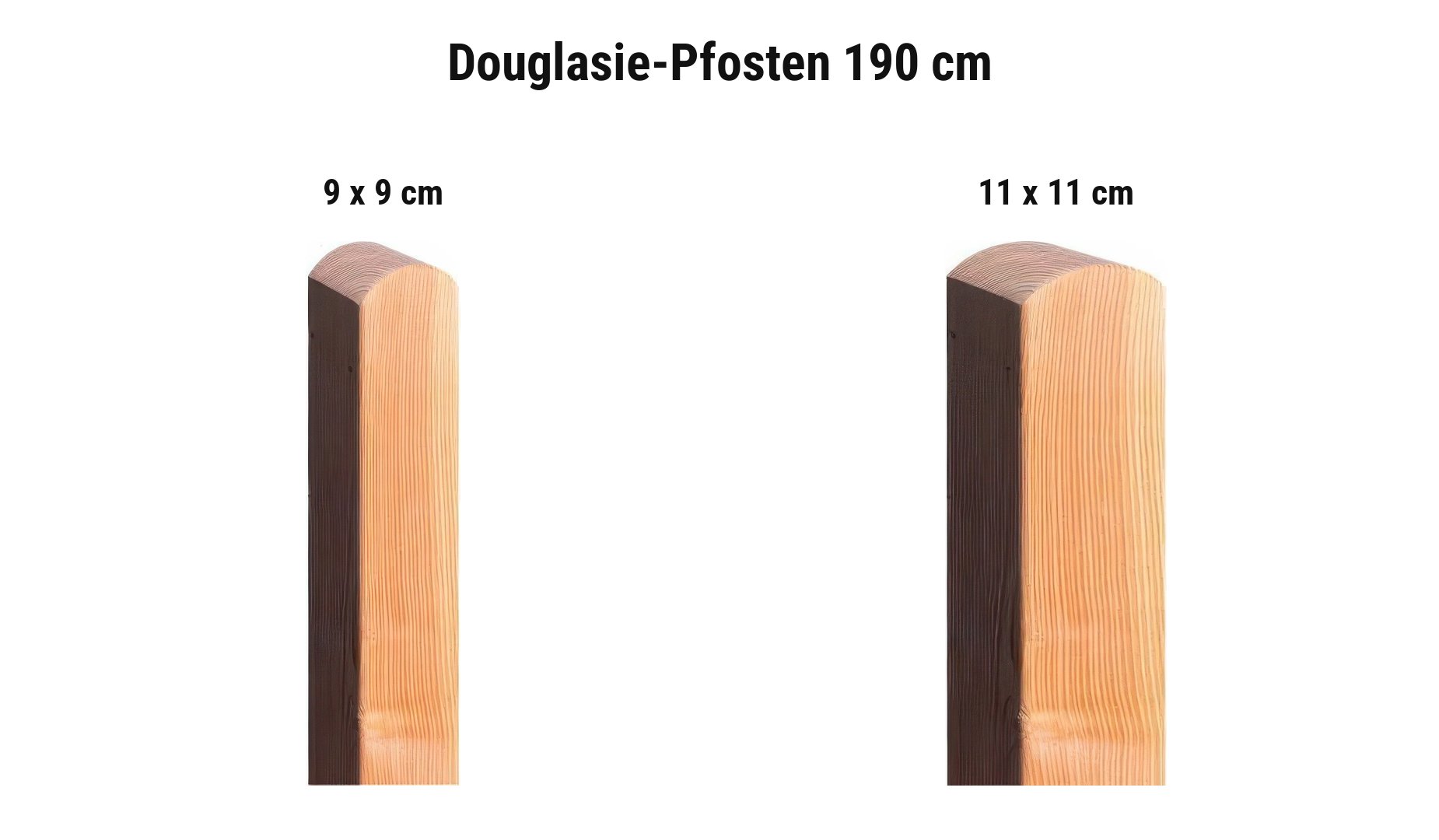 Pfostenart Blickschutz Montreux: Douglasie-Pfosten 9 x 9 cm oder 11 x 11 cm, je 190 cm lang