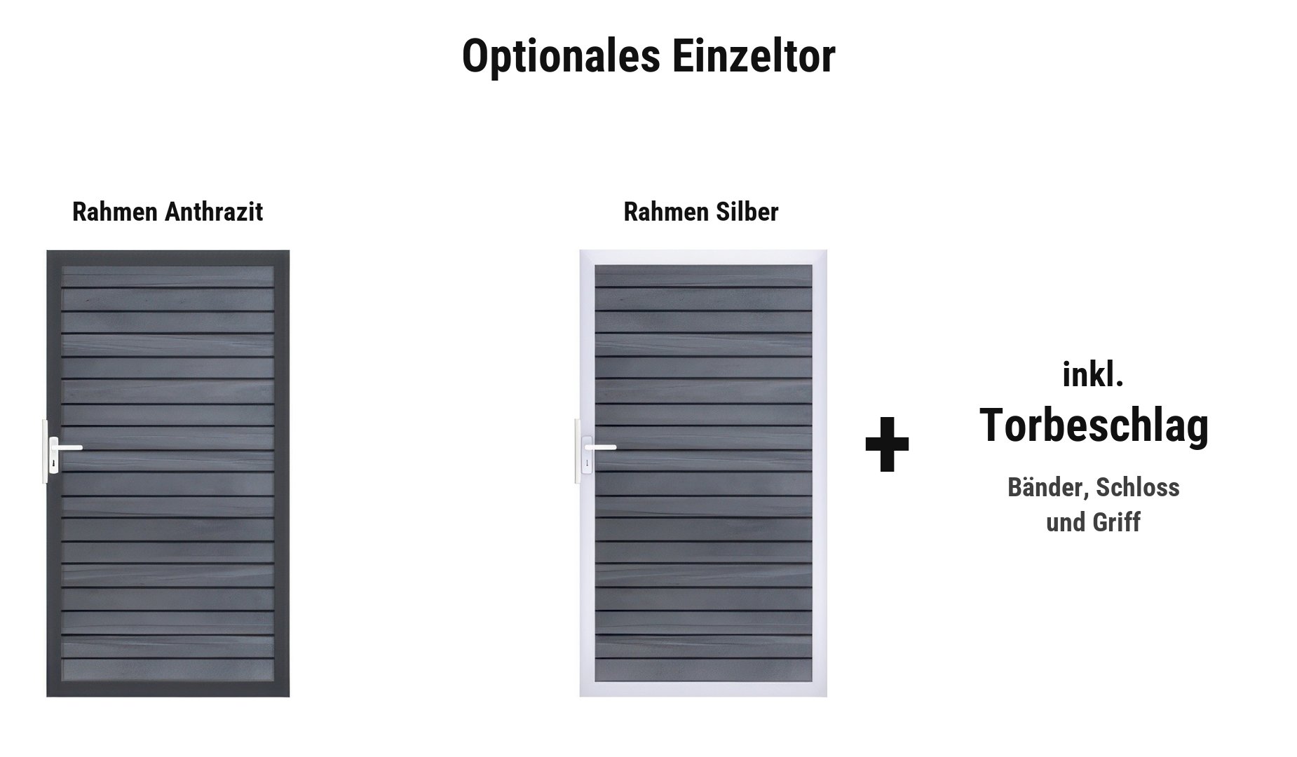 Silkeborg Einzeltor: ca. 100 x 180 cm, Füllung in Lamellenfarbe, Rahmen in Anthrazit oder Silber
