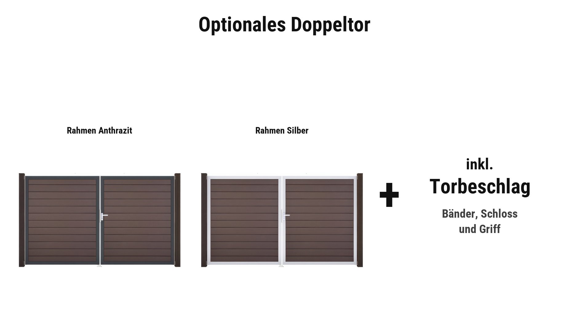 Odense Doppeltor: ca. 300 x 180 cm, DIN links, Rahmen in Anthrazit oder Silber