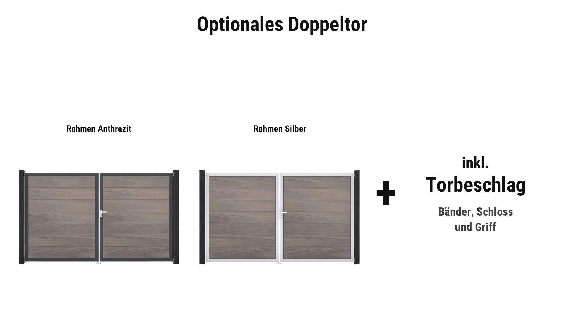 Ribe Maxi Doppeltor: ca. 300 x 180 cm, DIN links, Rahmen in Anthrazit oder Silber