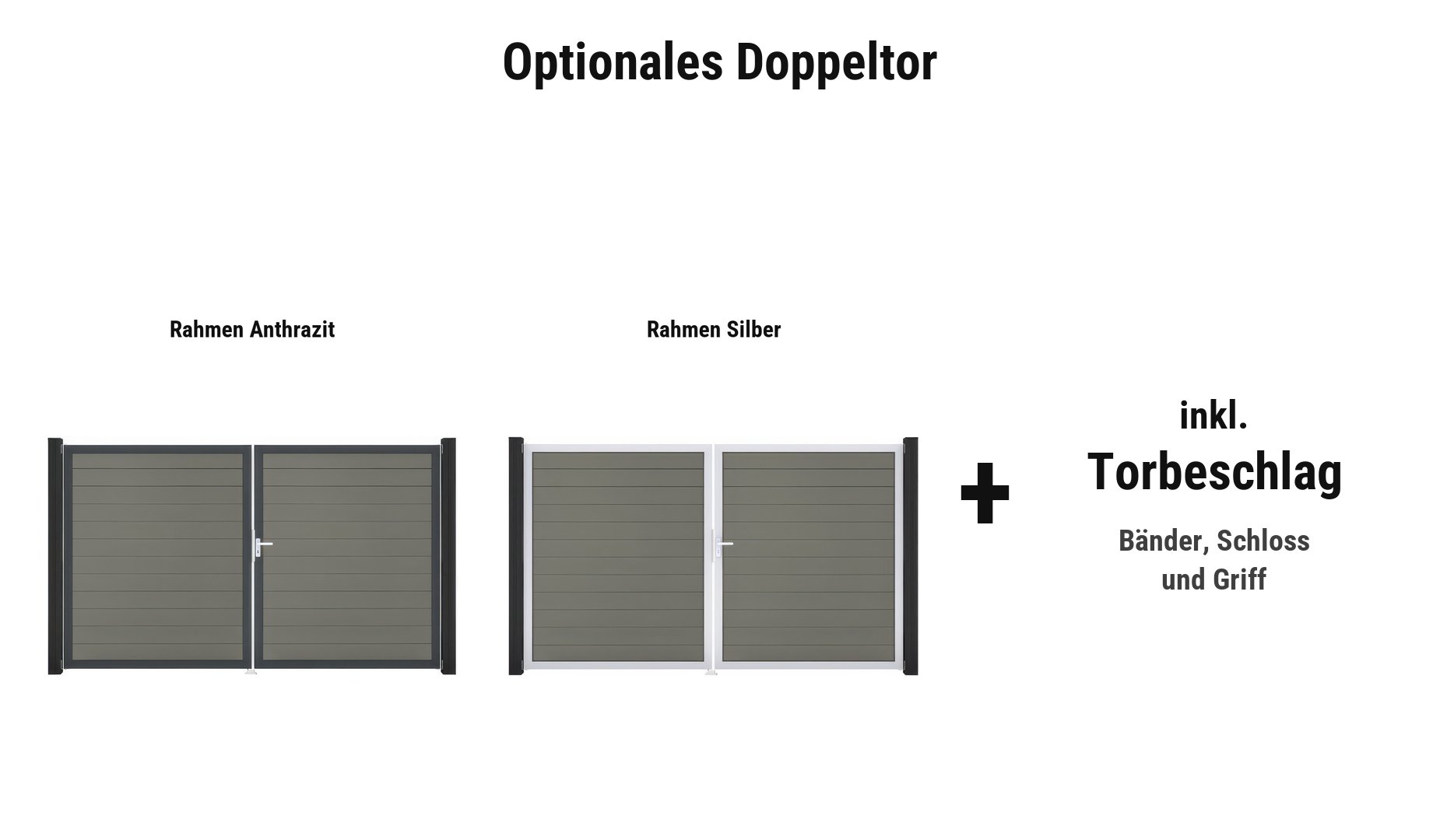 Herning Doppeltor: ca. 300 x 180 cm, DIN links, Rahmen in Anthrazit oder Silber