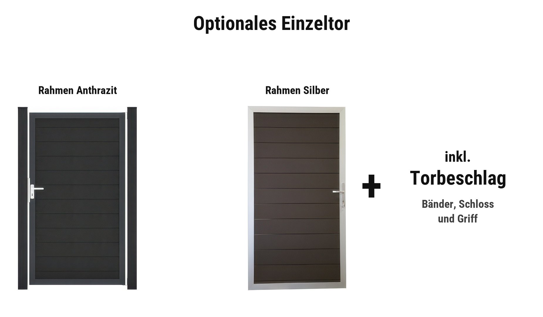 Kolding Einzeltor für das BPC Steckzaunsystem: ca. 100 x 180 cm, Rahmen in Anthrazit oder Silber