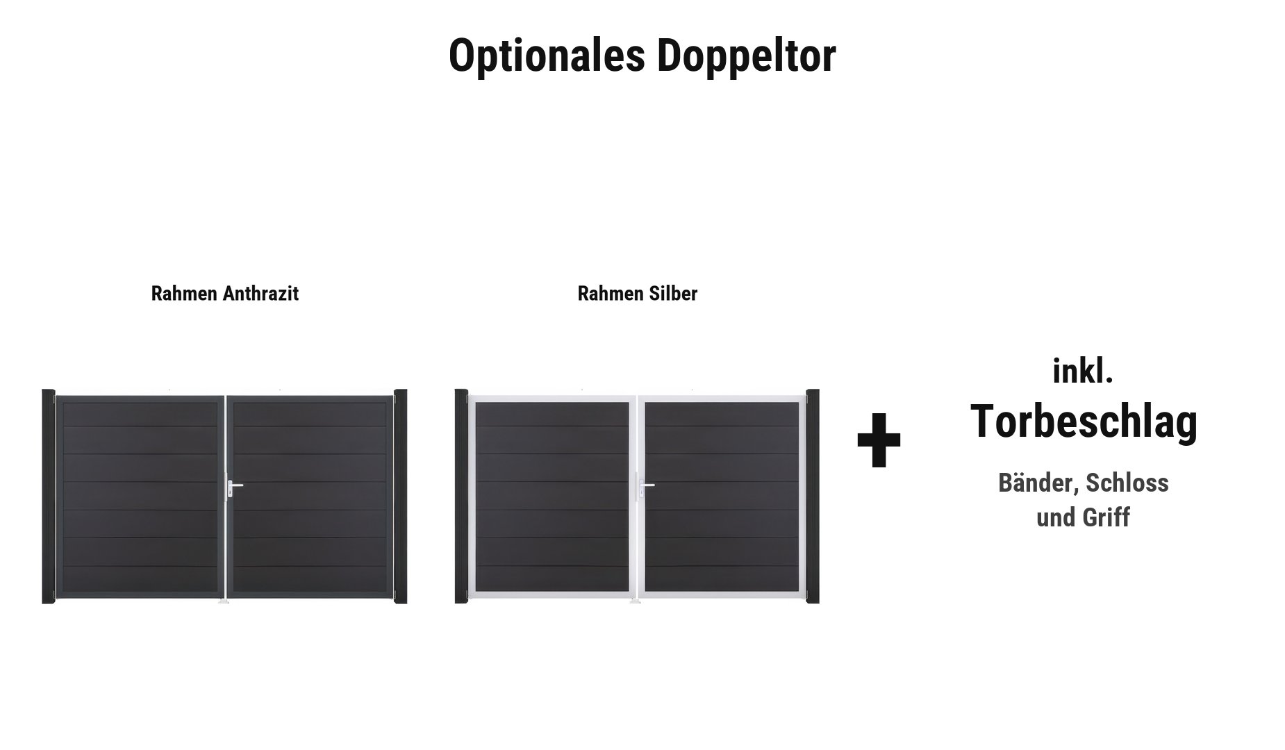 Kolding Maxi Doppeltor: ca. 300 x 180 cm, DIN links, Rahmen in Anthrazit oder Silber
