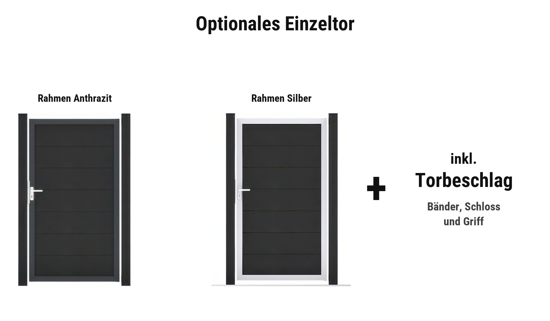 Kolding Maxi Einzeltor: ca. 100 x 180 cm, Rahmen in Anthrazit oder Silber