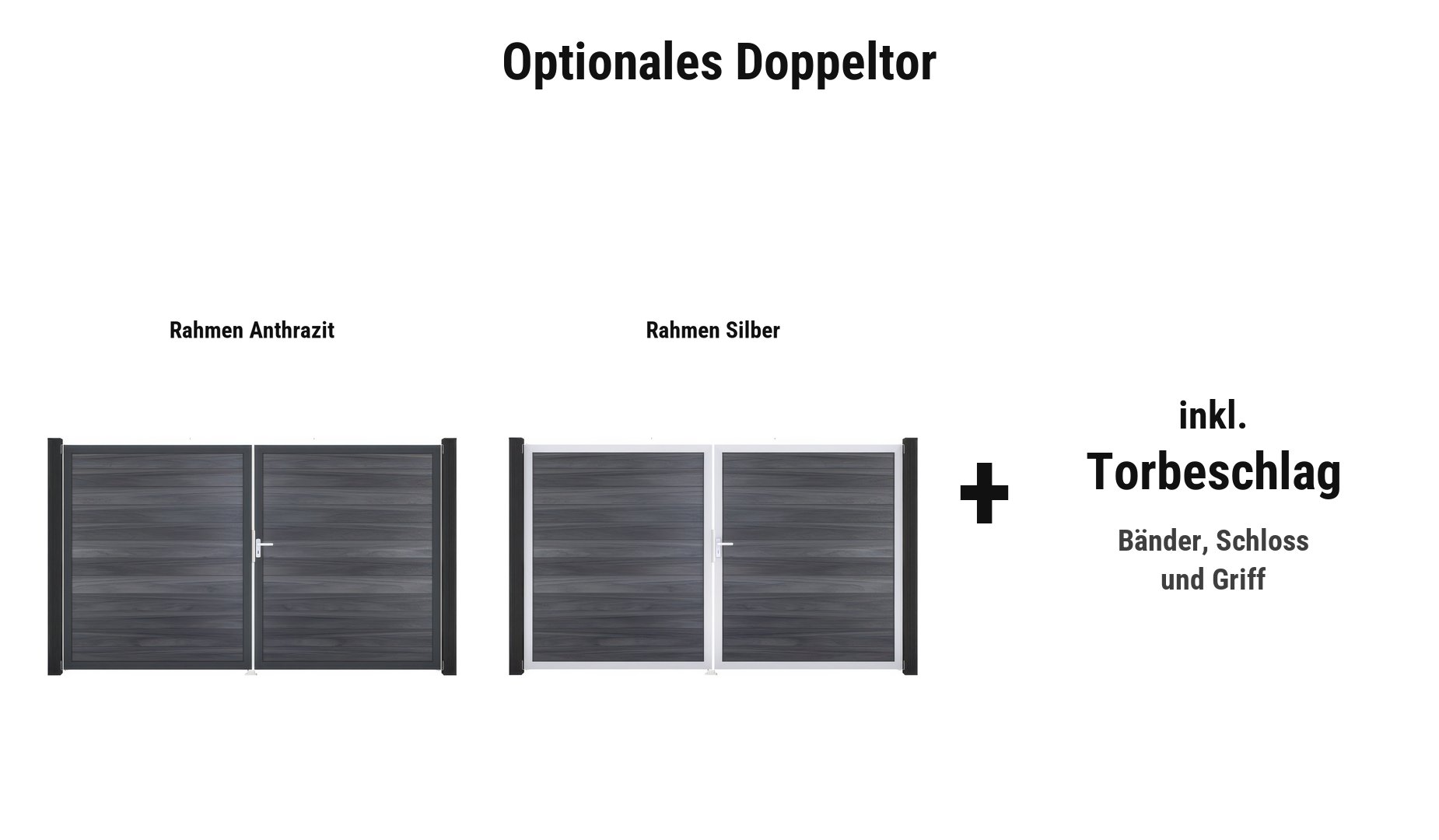 Maribo Doppeltor: ca. 300 x 180 cm, DIN links, Rahmen in Anthrazit oder Silber