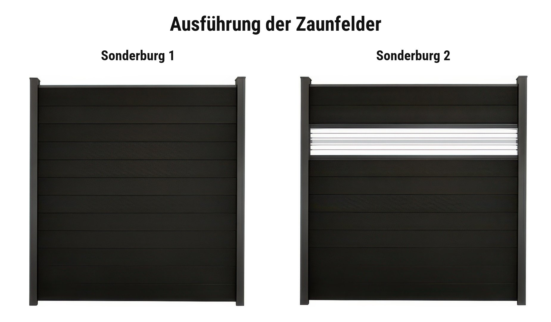 Ausführung BPC Zaunsystem Sonderburg: Sonderburg 1 oder Sonderburg 2