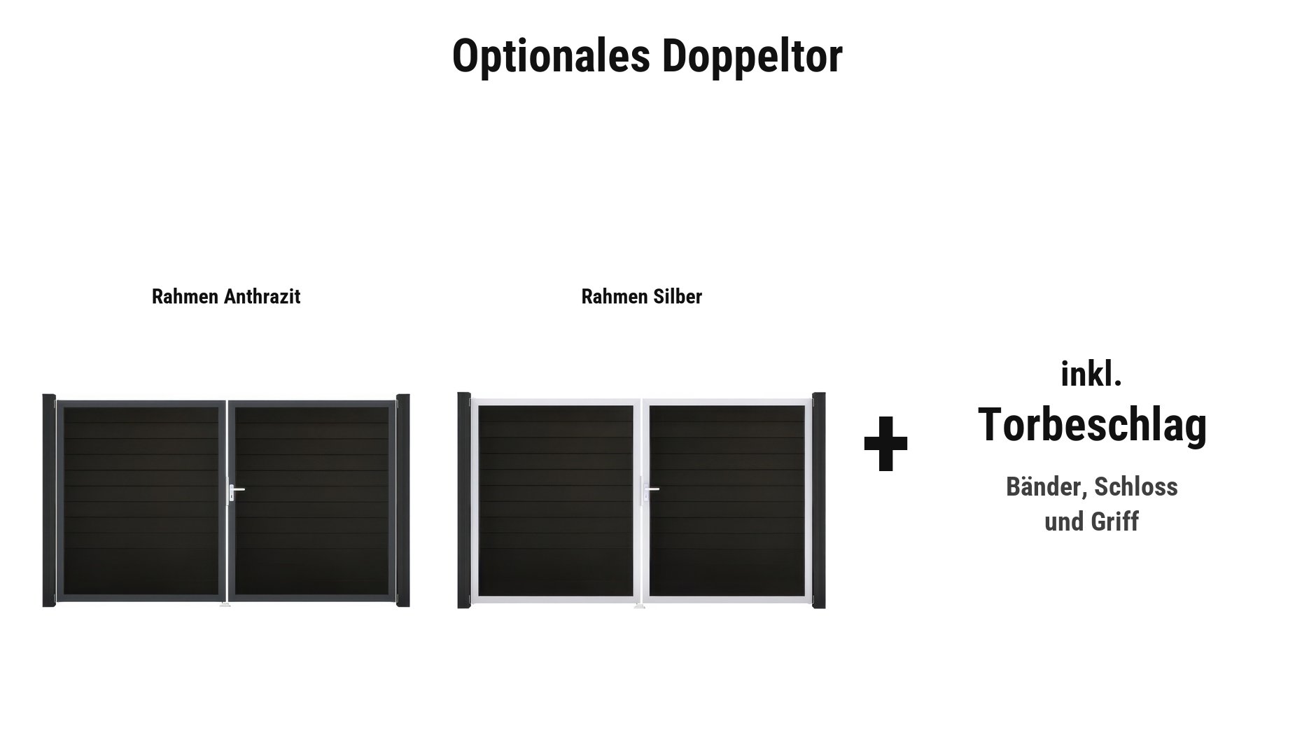 Sonderburg Doppeltor: ca. 300 x 180 cm, DIN links, Rahmen in Anthrazit oder Silber