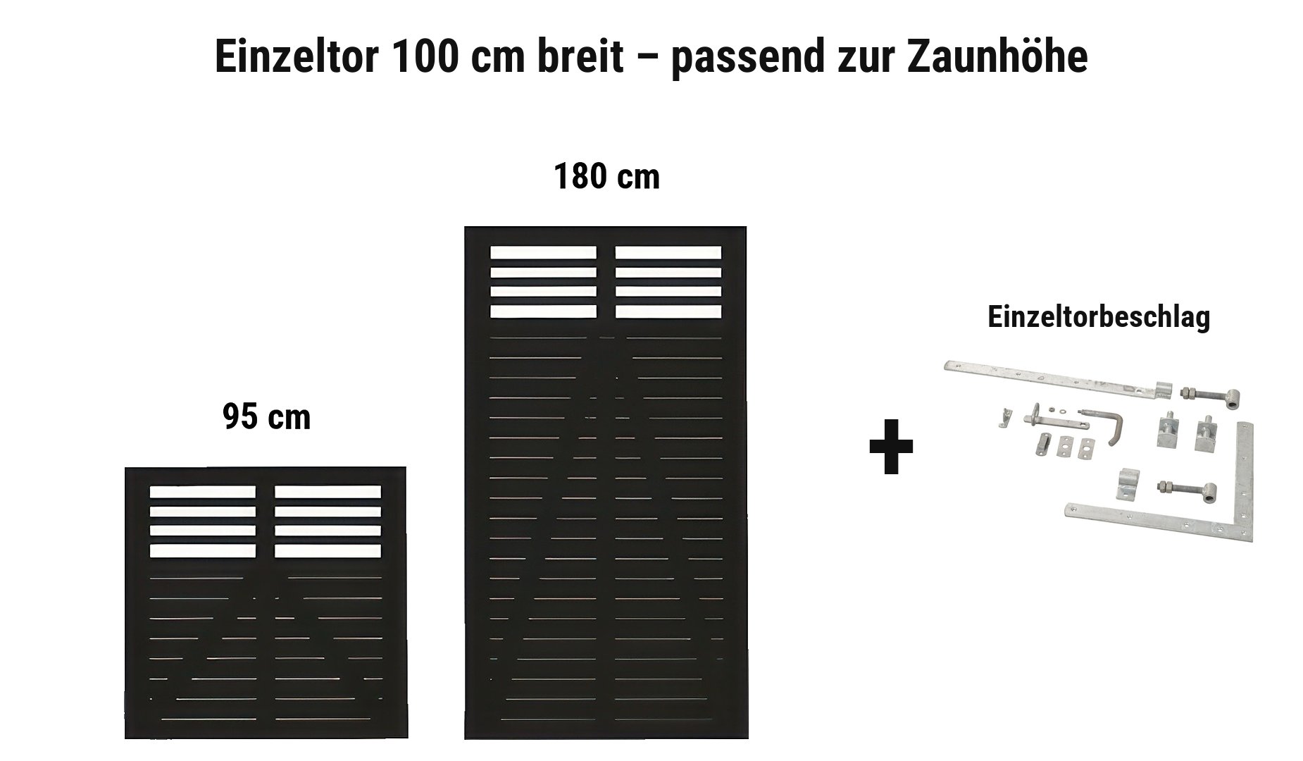 Einzeltor Decora Schwarz 100 cm breit passend zur Zaunhöhe