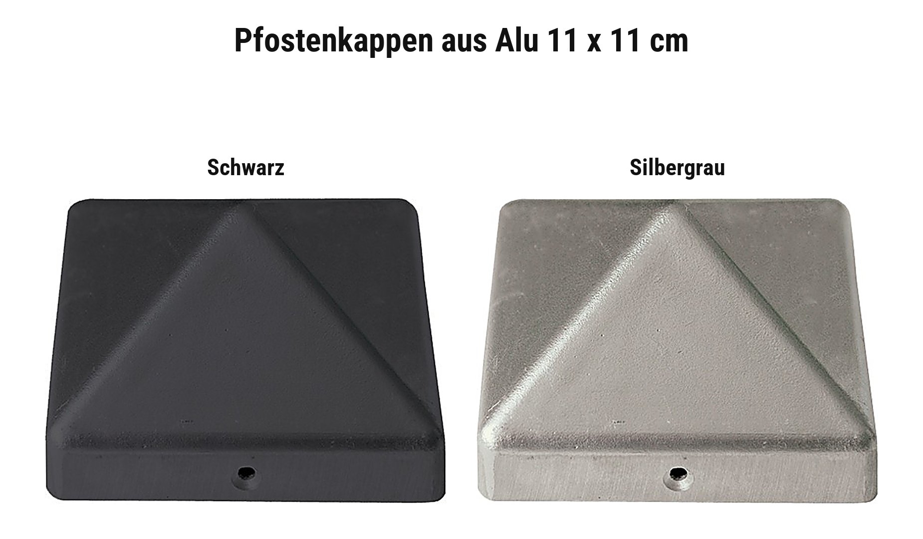Pfostenkappen aus Alu 11 x 11 cm für die Garten Schallschutzwand: Schwarz oder Silbergrau