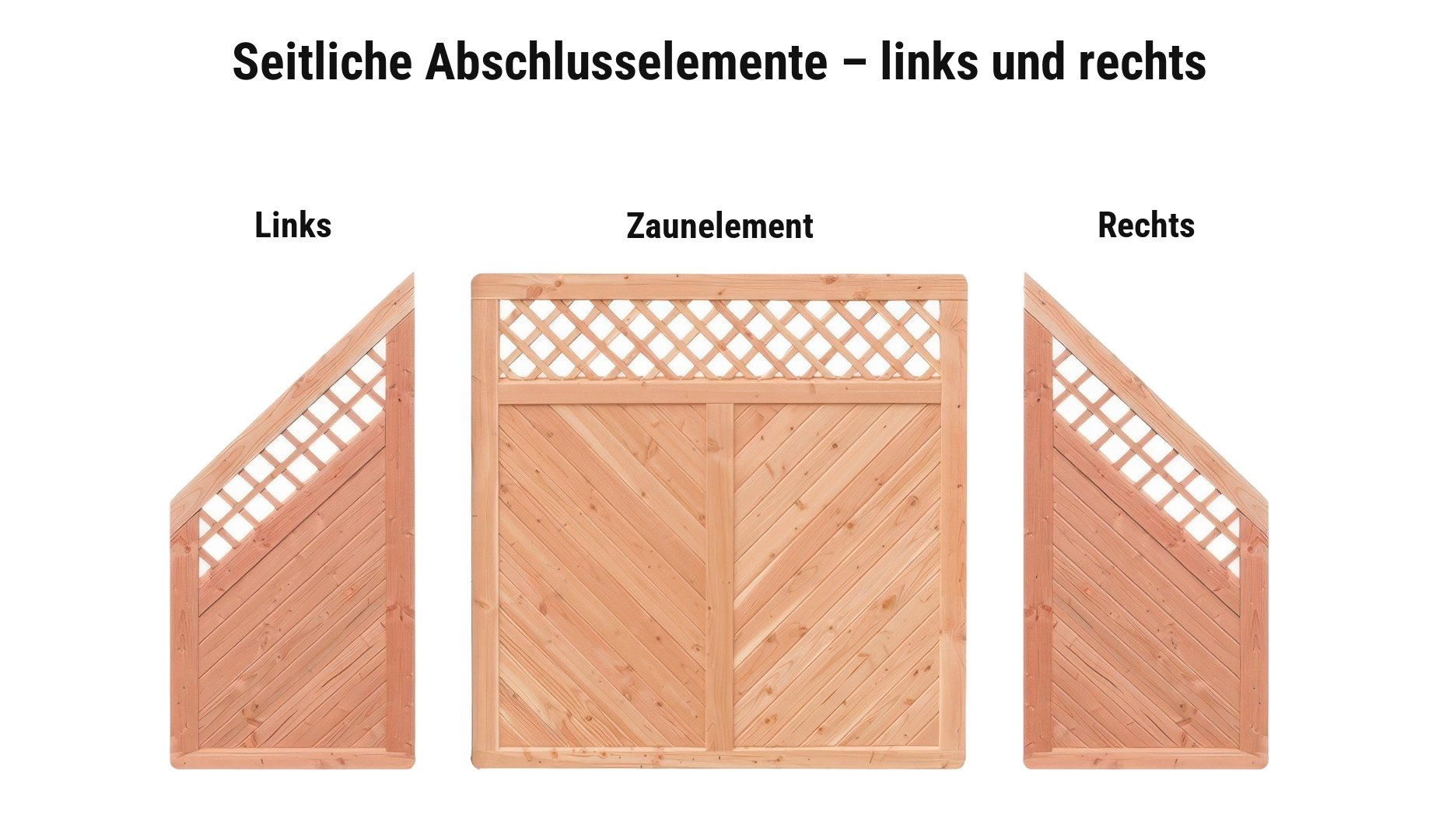Gartensichtschutz Douglasie: seitliche Abschlusselemente 88,5 cm breit für das linke oder rechte Zaunende