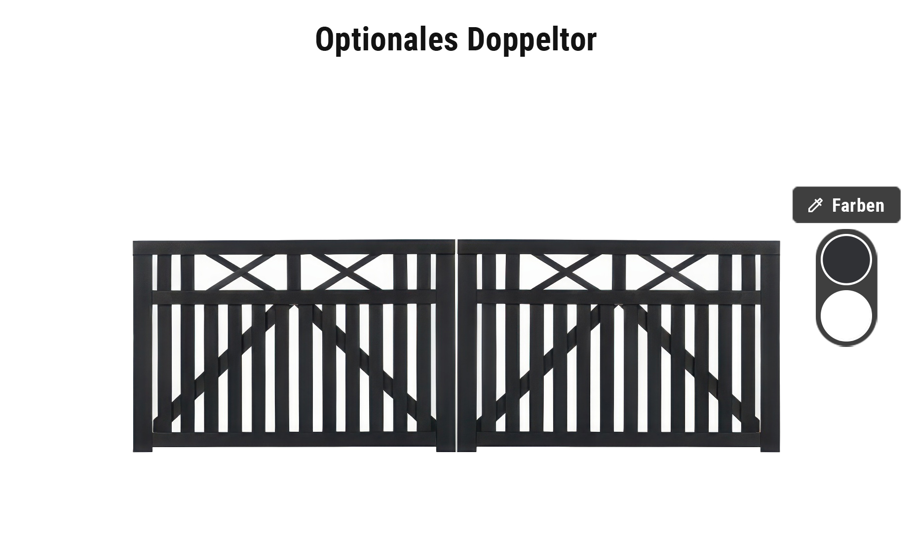 Gartenzaun Komplettset optionales Doppeltor erhältlich in Schwarz oder Weiß