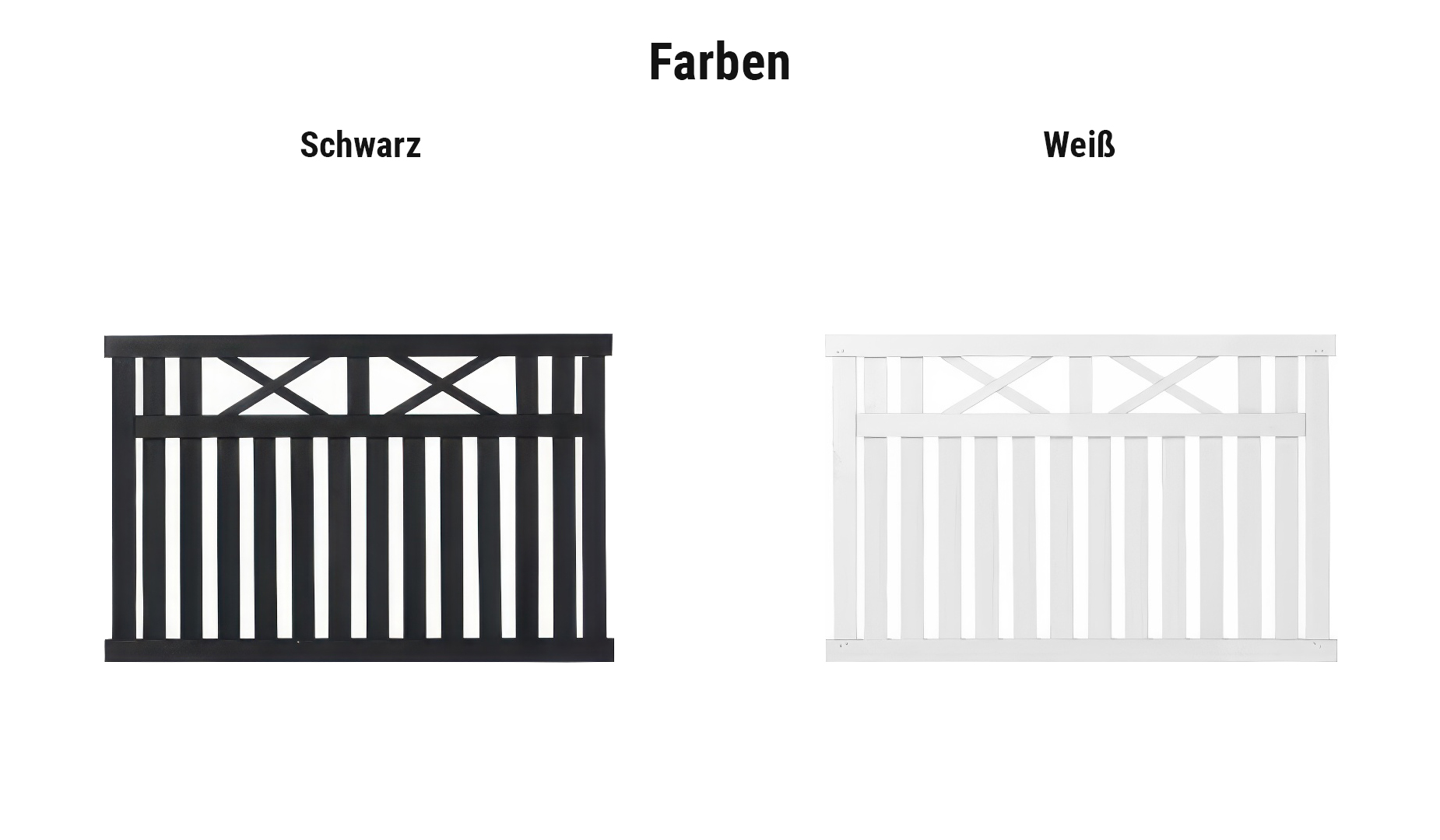 Farbauswahl für Gartenzaun Komplettset Zaunfelder: Schwarz oder Weiß