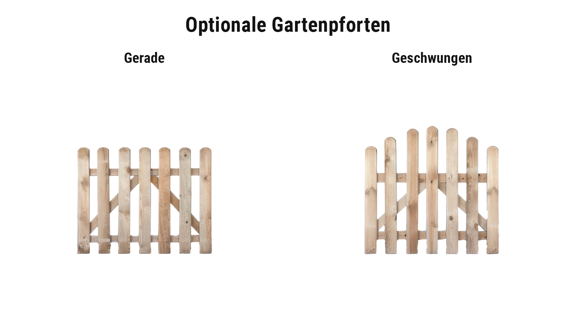Gartenzaun Komplettset optionale Gartenpforten in gerader oder geschwungener Ausführung