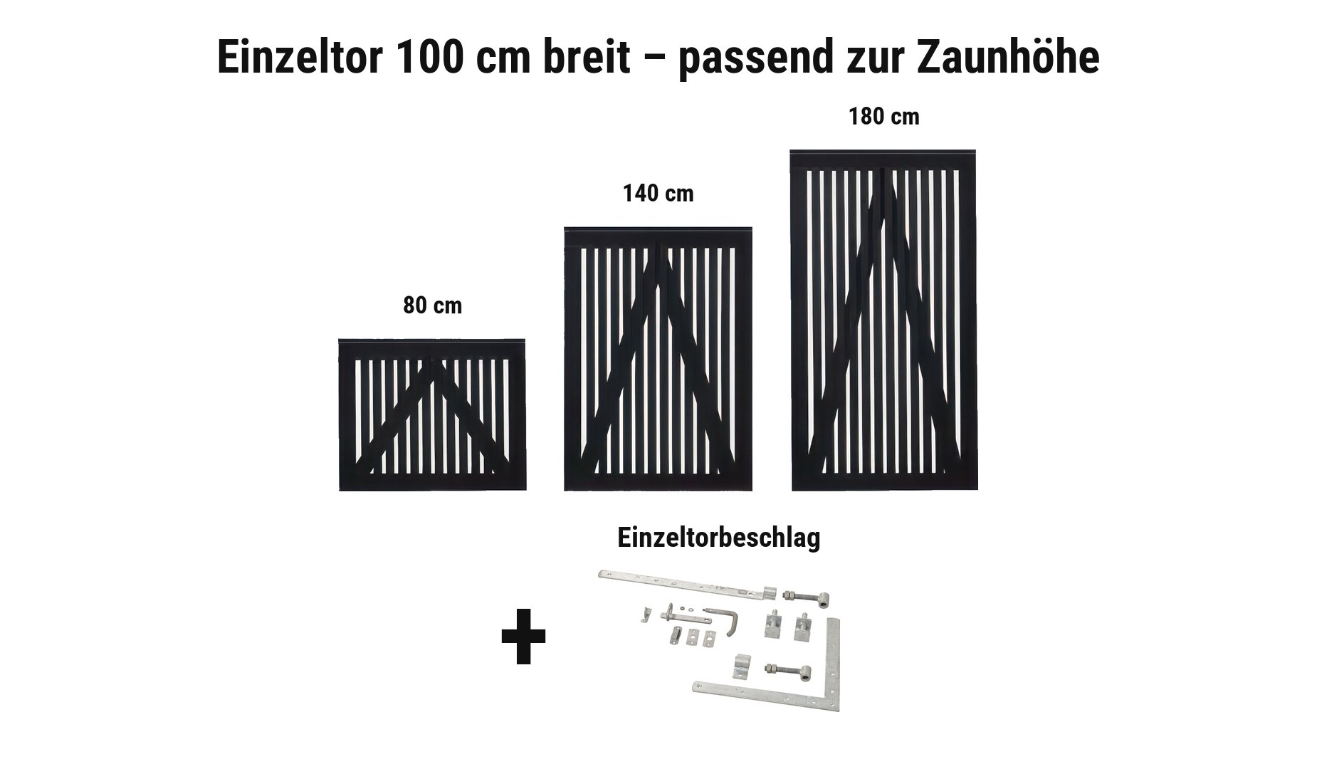 Einzeltor Sendai Schwarz 100 cm breit passend zur Zaunhöhe