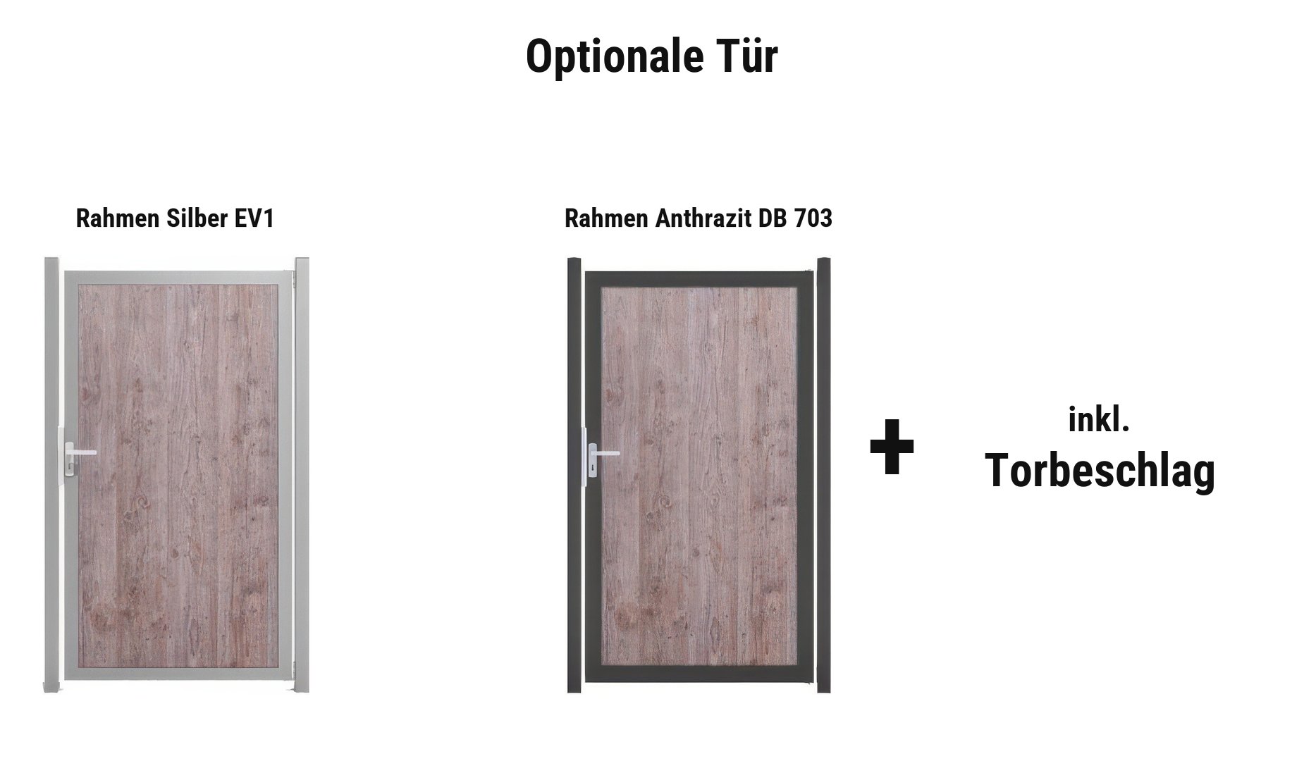 Tür Skive: ca. 100 x 180 cm, DIN universal, Rahmen Silber EV1 oder Anthrazit DB 703