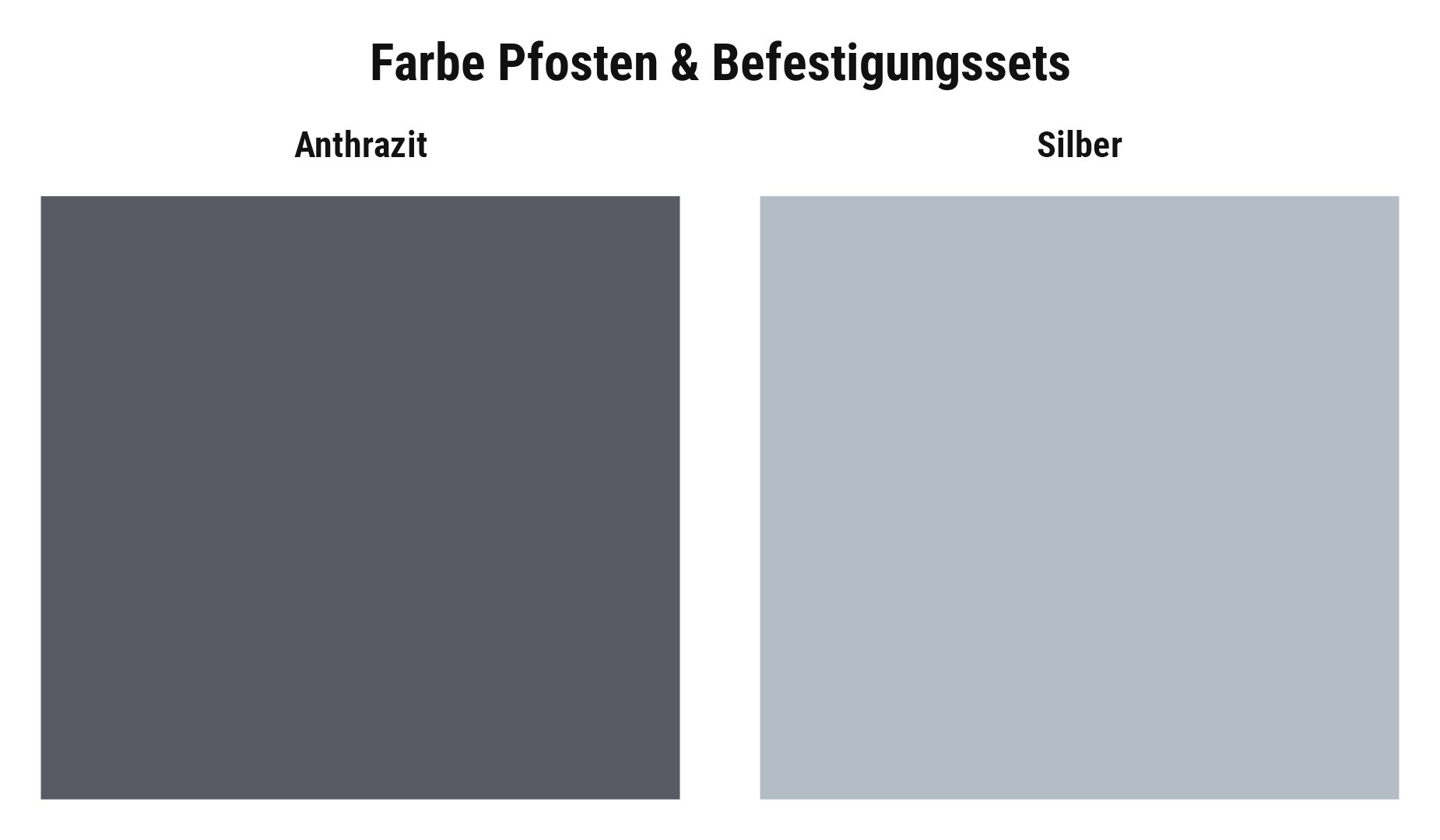 Farbauswahl HPL Steckzaun: Pfosten und Befestigungssets in Anthrazit oder Silber