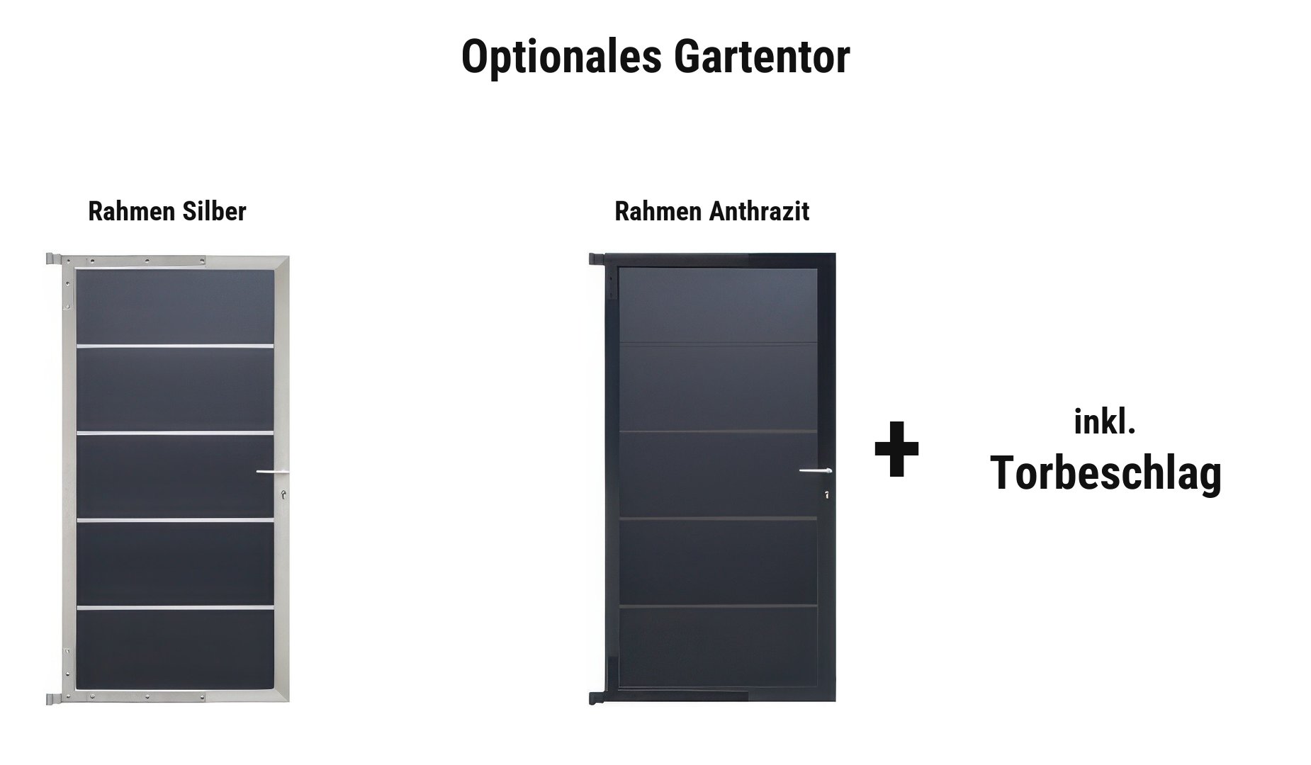 HPL Gartentor: ca. 90 x 175 cm, Rahmen Silber oder Anthrazit