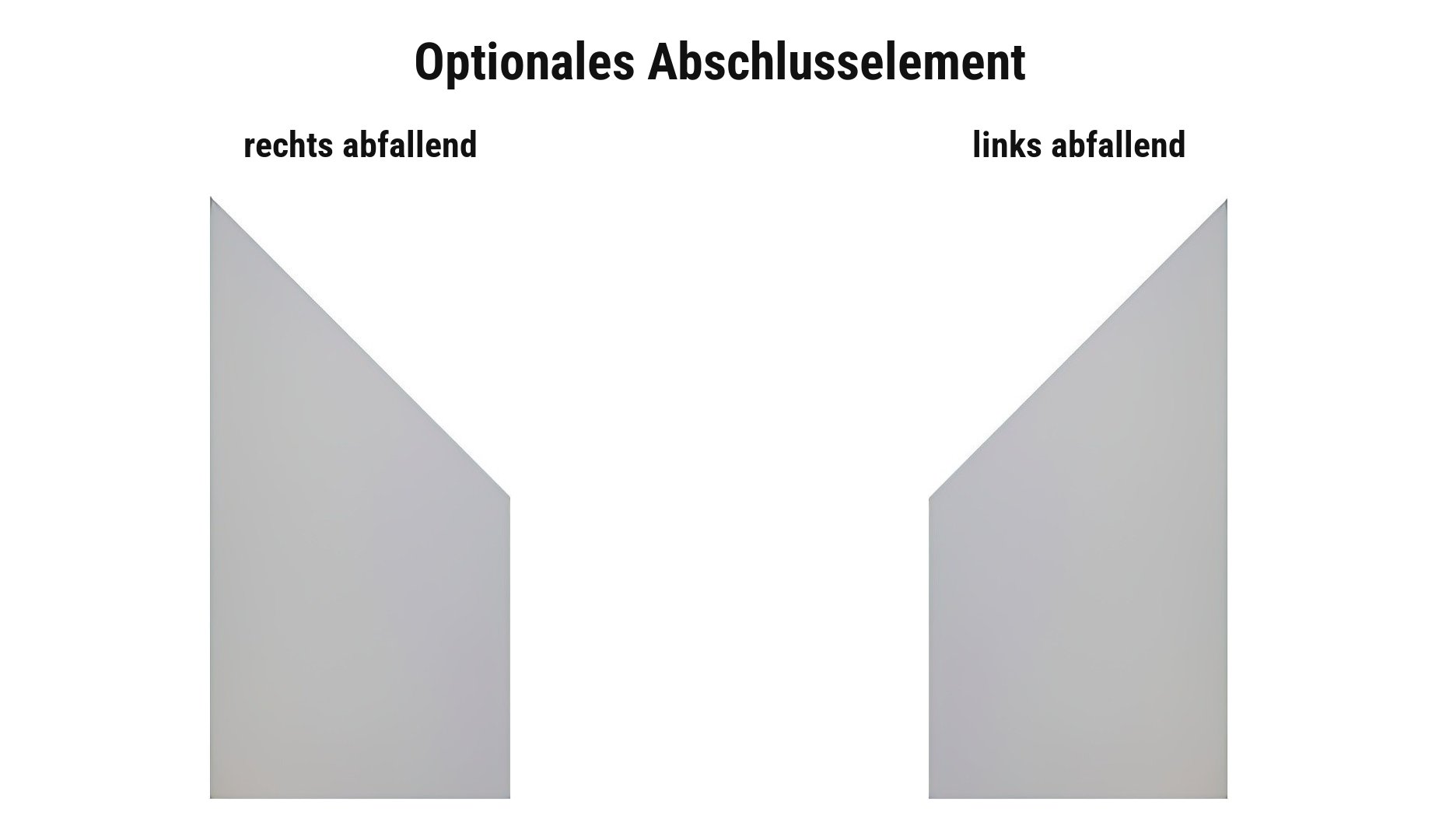 Abschlusselement Farum: schräg 90 x 180/90 cm, rechts oder links abfallend