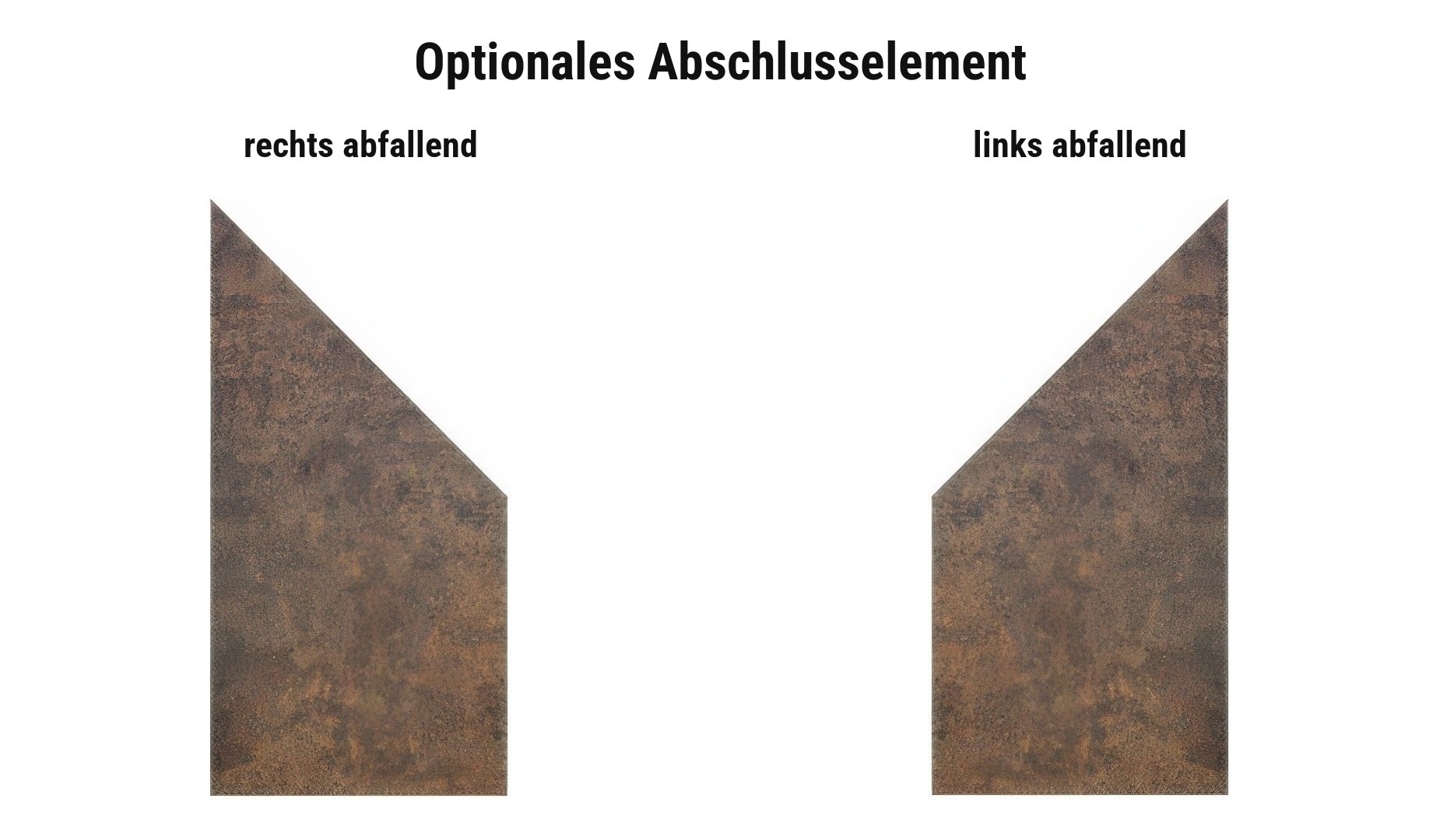 Abschlusselement Ringsted: schräg 90 x 180/90 cm, rechts oder links abfallend