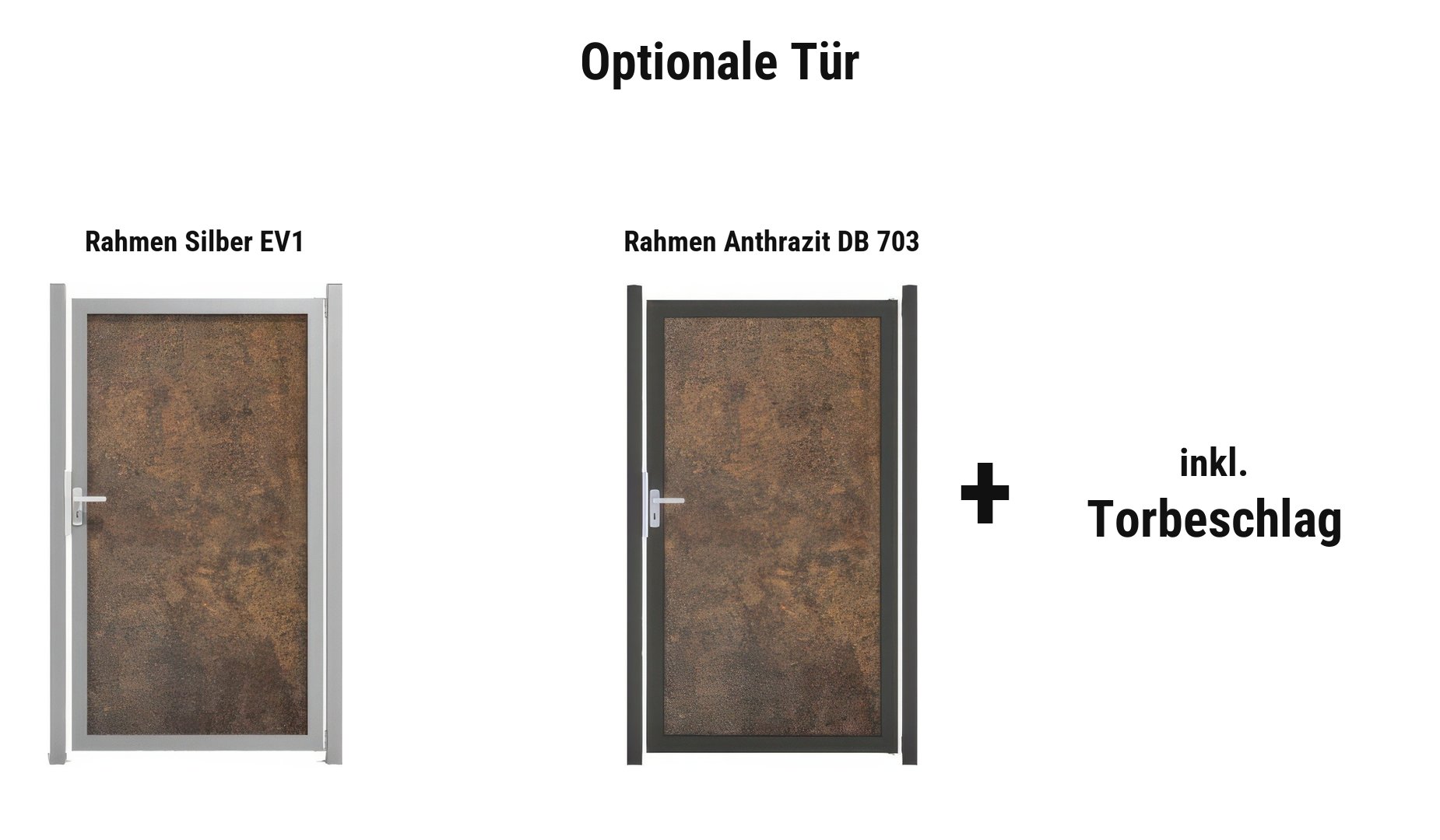 Tür Ringsted: ca. 100 x 180 cm, DIN universal, Rahmen Silber EV1 oder Anthrazit DB 703