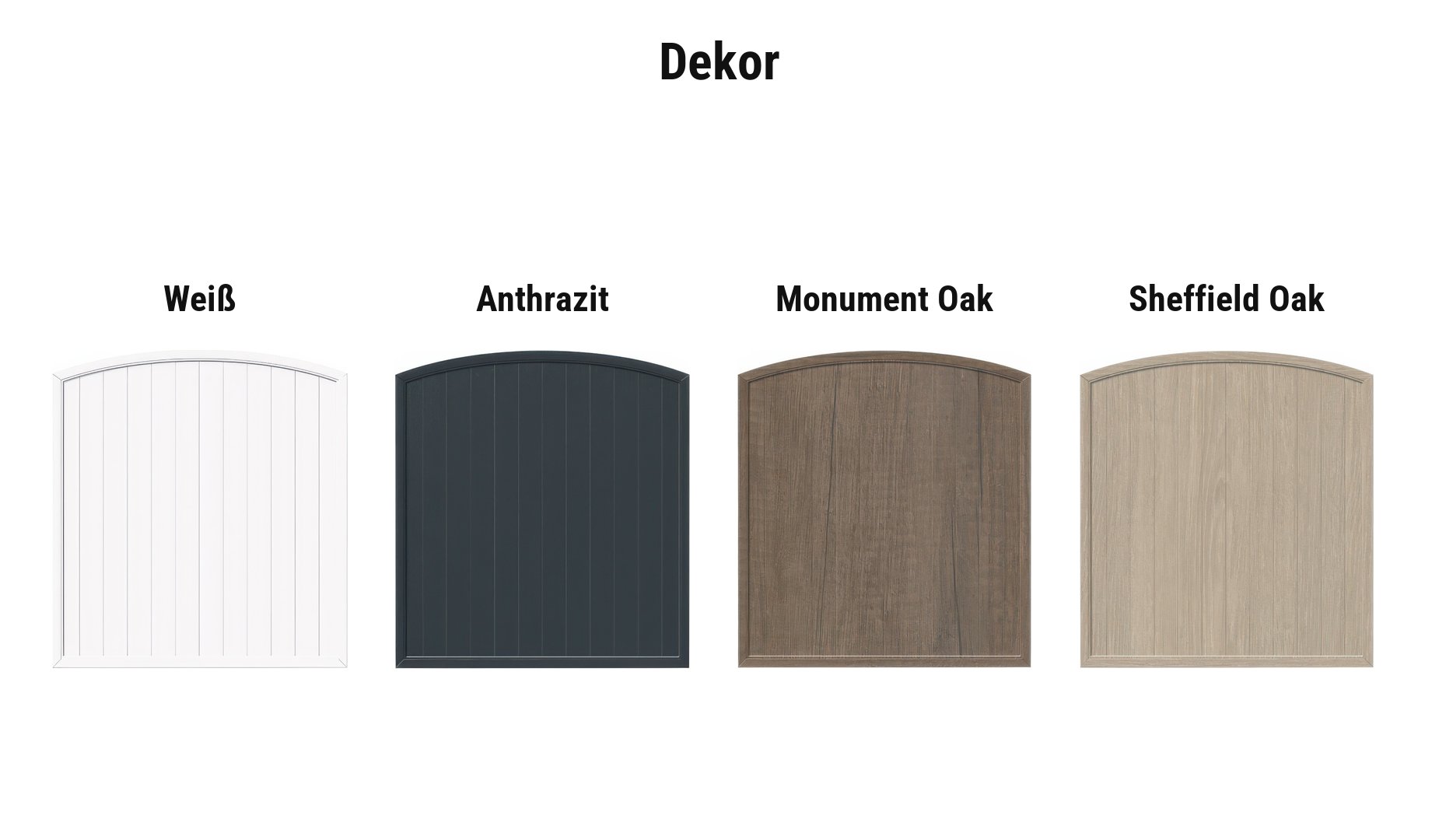 Dekor Kunststoff Sichtschutzelemente Augsburg: Weiß, Anthrazit, Monument Oak oder Sheffield Oak