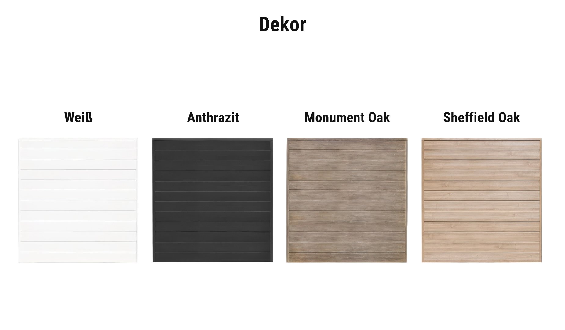 Dekor Kunststoff Sichtschutzwand Vario: Weiß, Anthrazit, Monument Oak oder Sheffield Oak