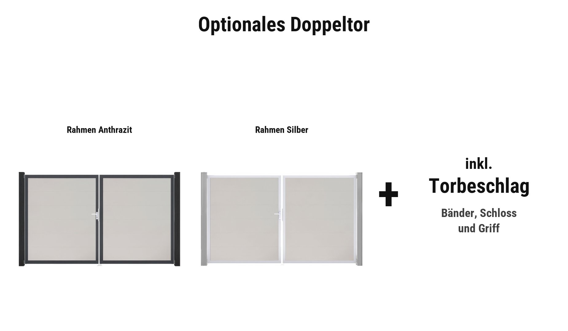 PVC Steckzaun Maxi Doppeltor: ca. 300 x 180 cm, DIN links, Rahmen in Anthrazit oder Silber