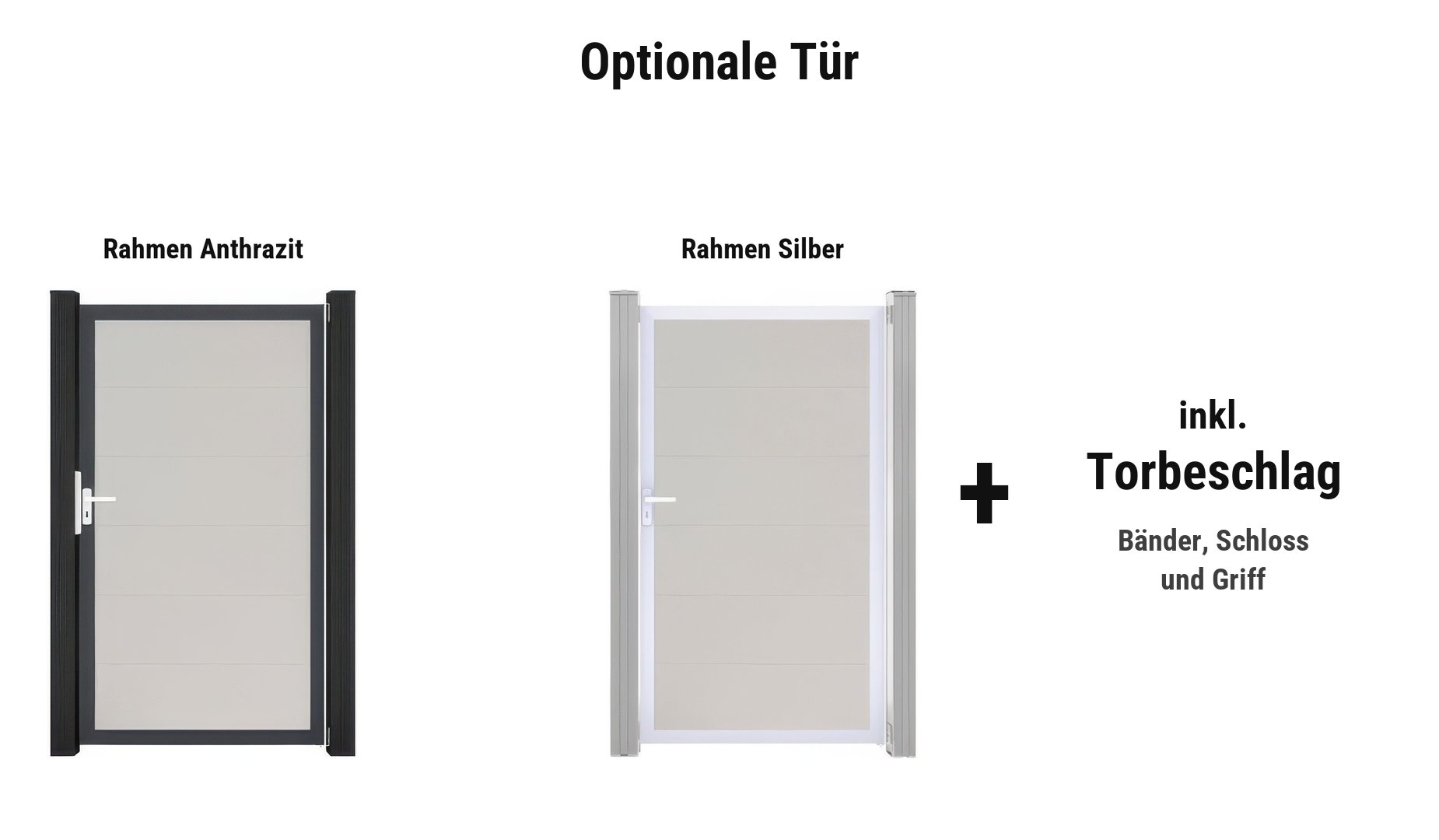 PVC Steckzaun Maxi Tür: ca. 100 x 180 cm, Rahmen in Anthrazit oder Silber