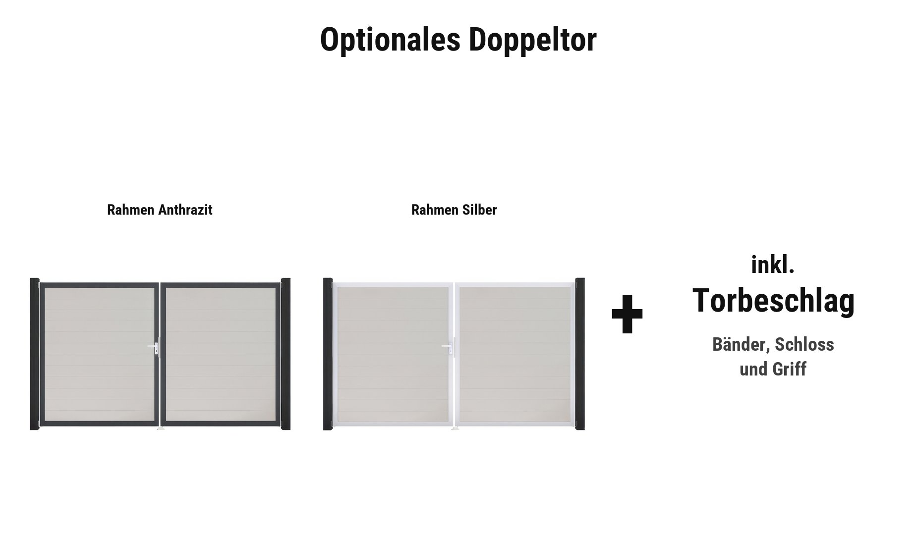 PVC Steckzaun Doppeltor: ca. 300 x 180 cm, DIN links, Rahmen in Anthrazit oder Silber