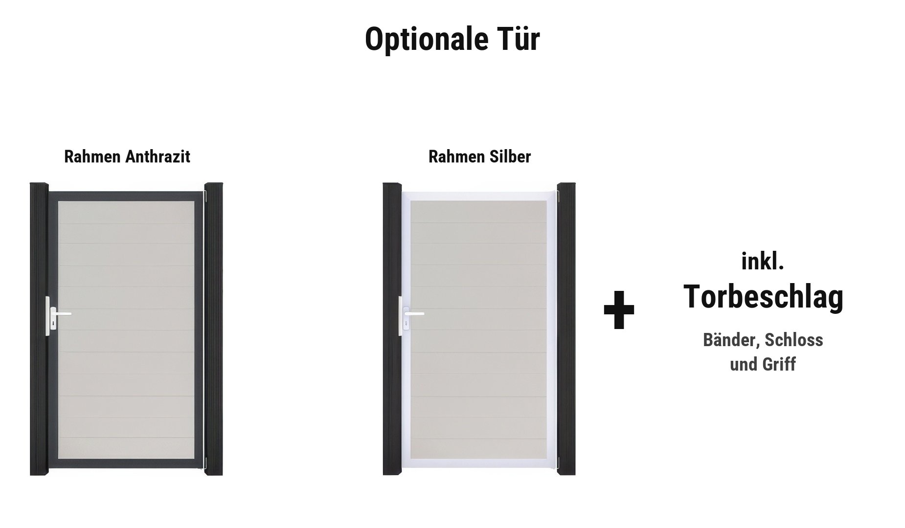 PVC Steckzaun Tür: ca. 100 x 180 cm, Rahmen in Anthrazit oder Silber