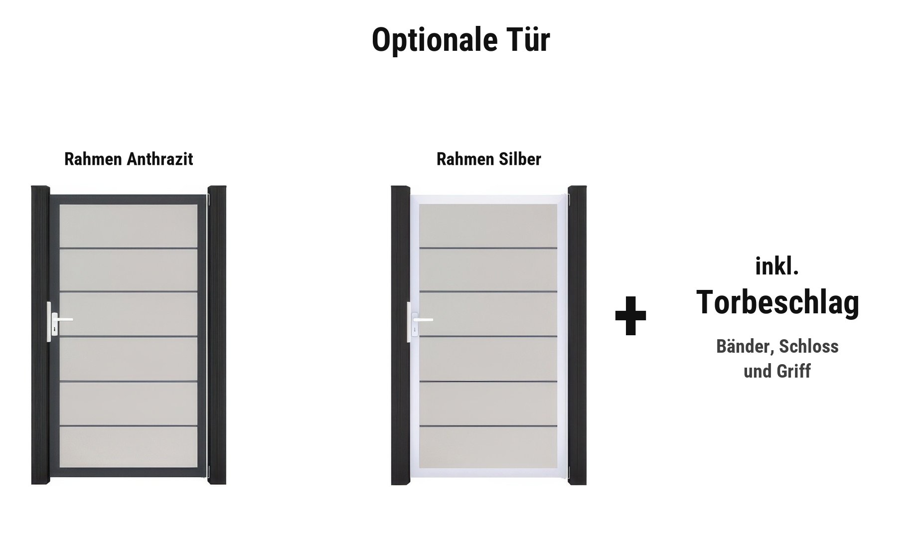 PVC Steckzaun Premium Tür: ca. 100 x 180 cm, Rahmen in Anthrazit oder Silber