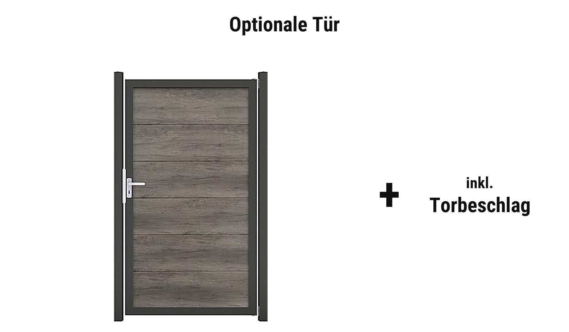 Tür oder Doppeltor PVC Zaunelemente mit Rahmen Anthrazit und 2 Torpfosten