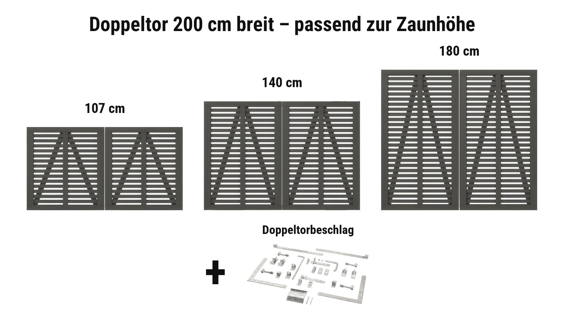 Doppeltor Harmoni Umbragrau 200 cm breit passend zur Zaunhöhe