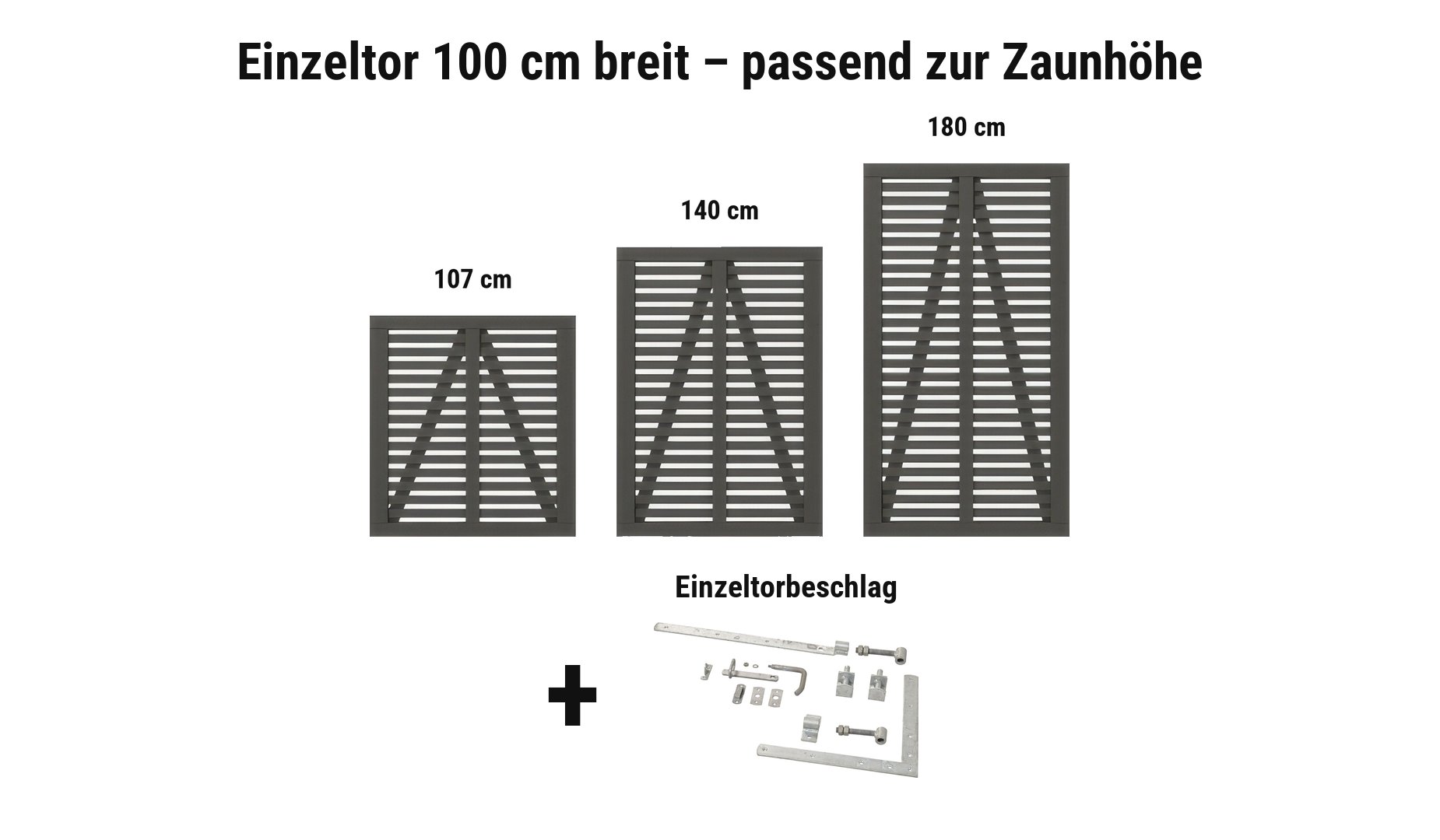 Einzeltor Harmoni Umbragrau 100 cm breit passend zur Zaunhöhe