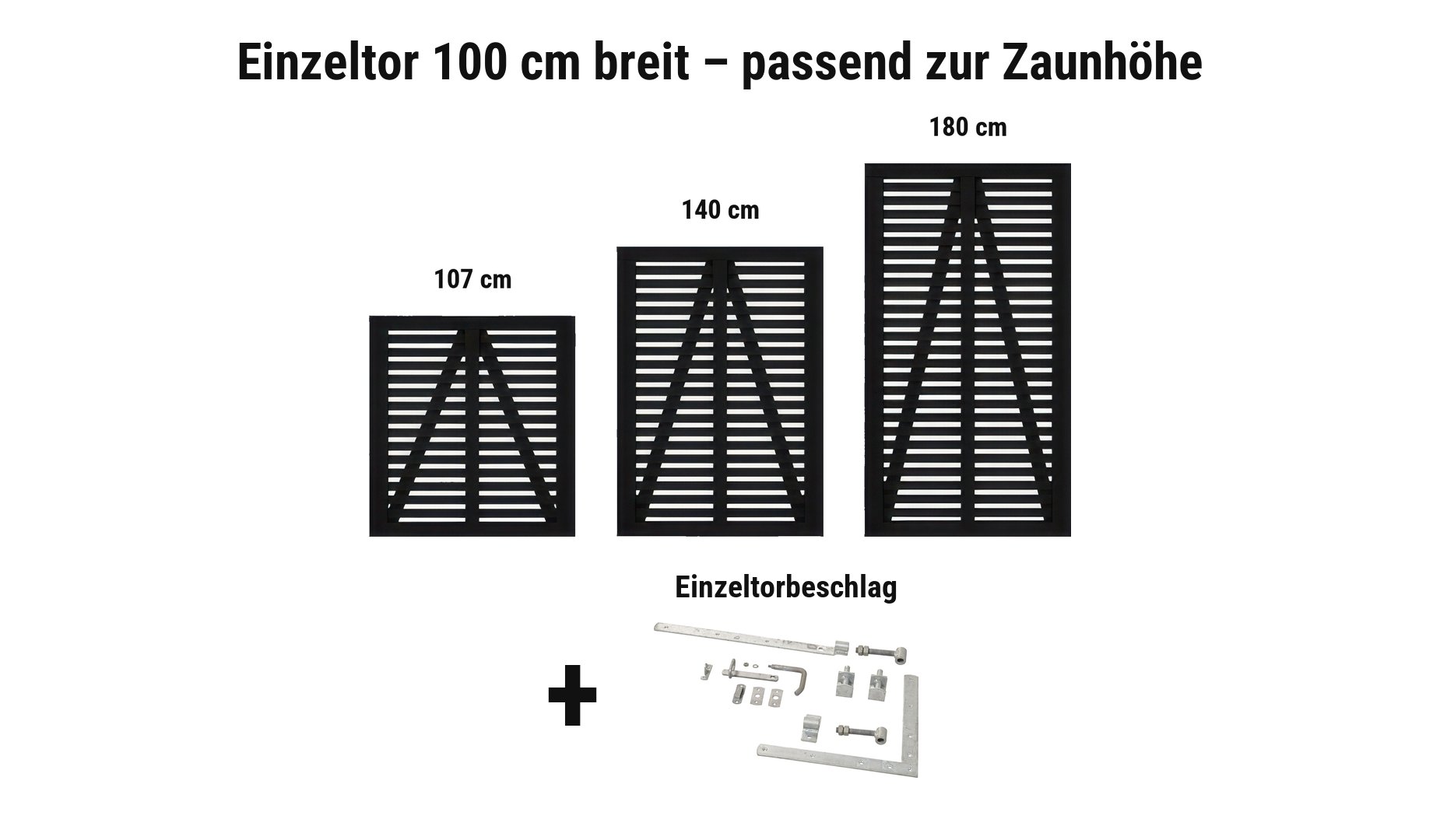 Einzeltor Harmoni Schwarz 100 cm breit passend zur Zaunhöhe