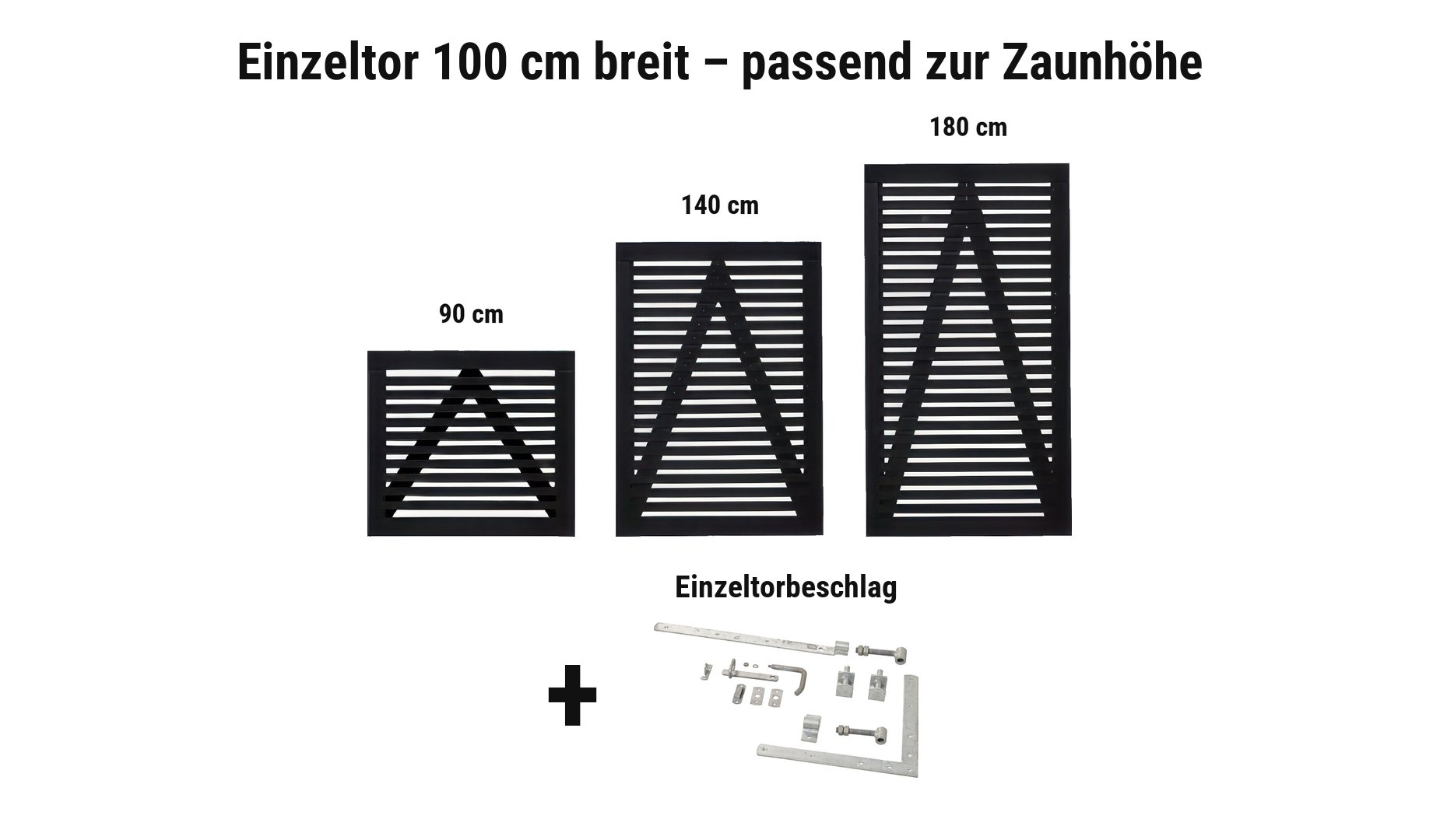 Einzeltor Tokyo Schwarz 100 cm breit passend zur Zaunhöhe