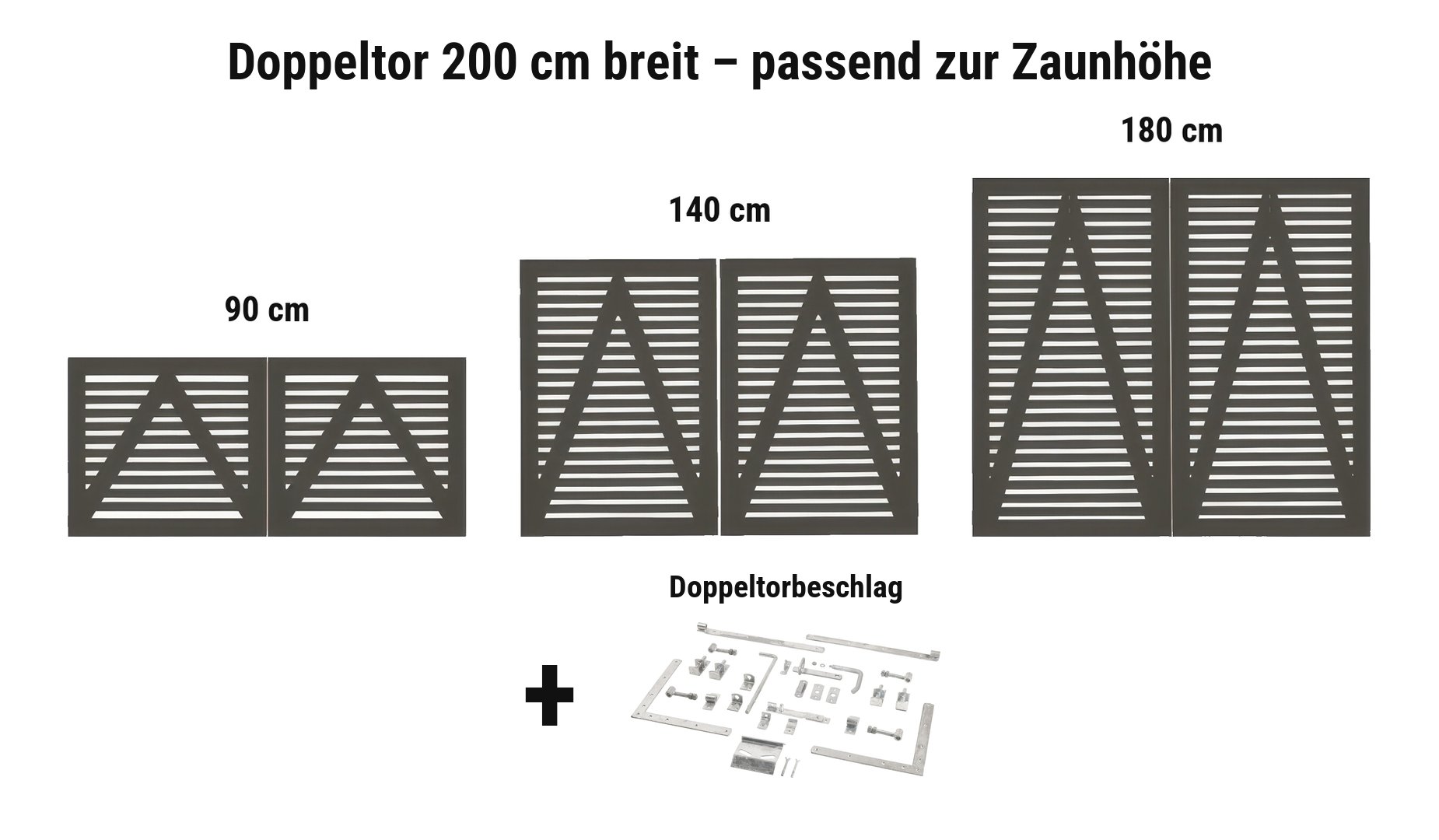 Doppeltor Tokyo Umbragrau 200 cm breit passend zur Zaunhöhe