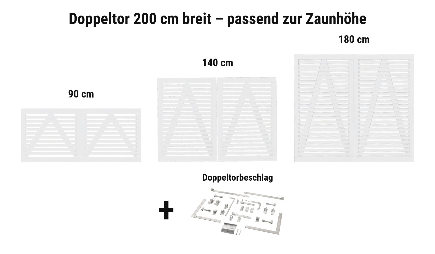Doppeltor Tokyo Weiß 200 cm breit passend zur Zaunhöhe