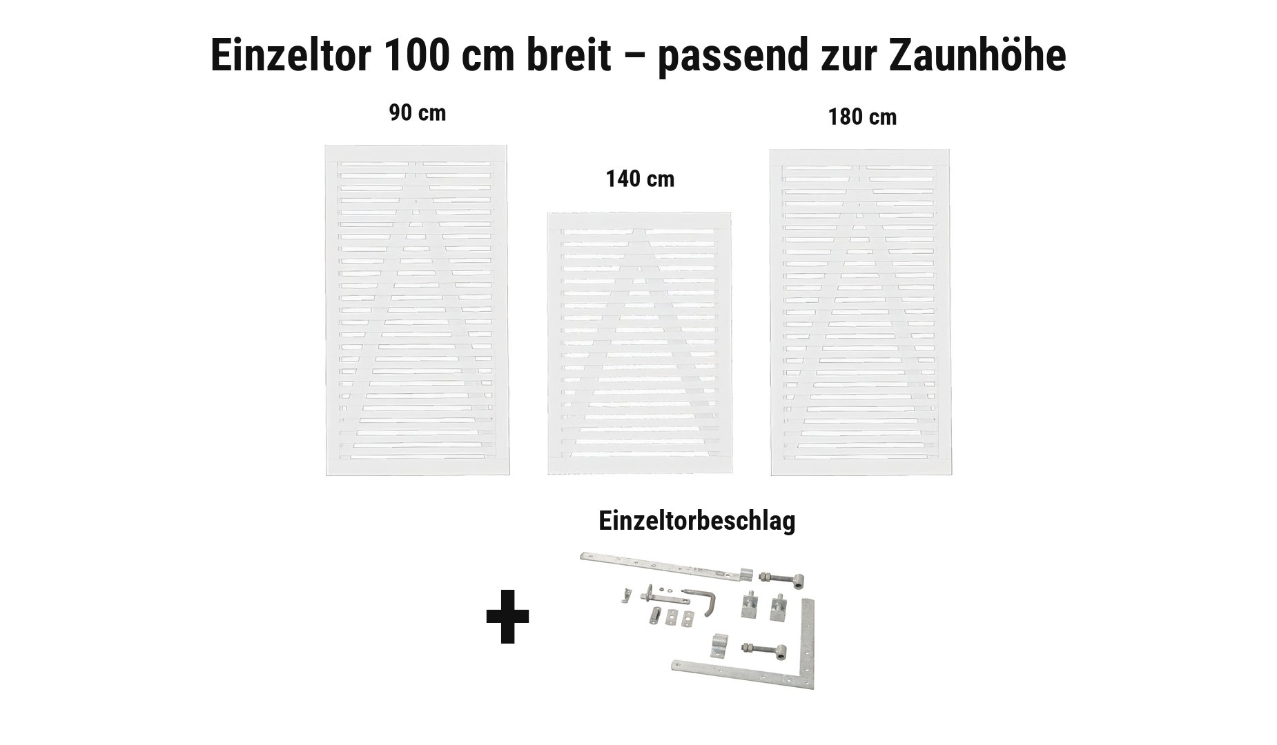 Einzeltor Tokyo Weiß 100 cm breit passend zur Zaunhöhe