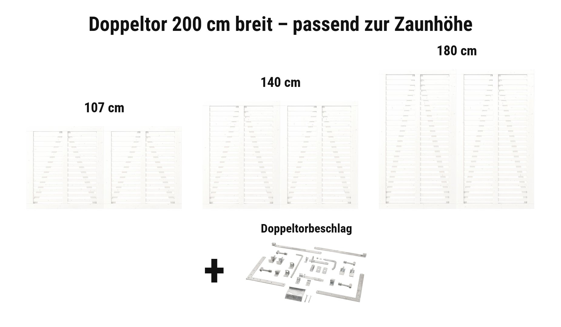 Doppeltor Harmoni Weiß 200 cm breit passend zur Zaunhöhe
