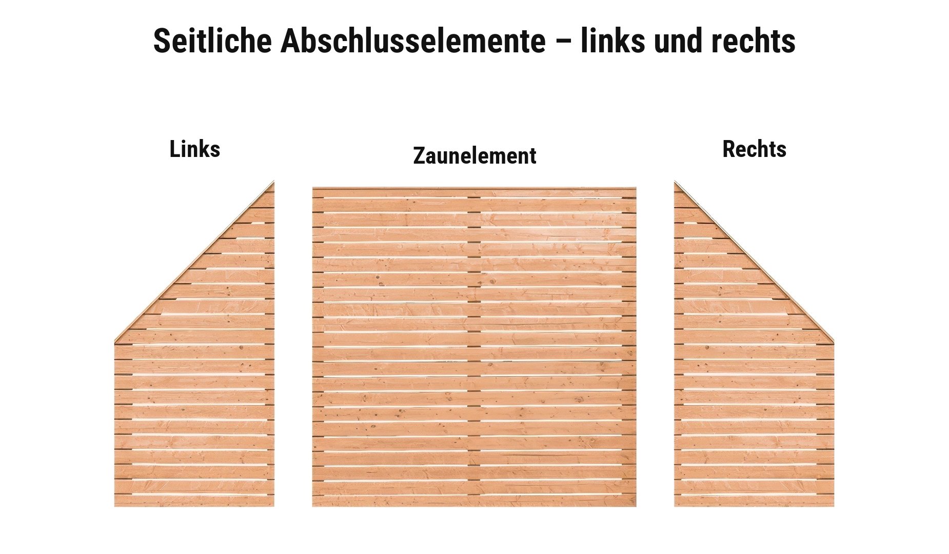 Rhombusleisten: seitliche Abschlusselemente 88,5 cm breit für das linke oder rechte Zaunende