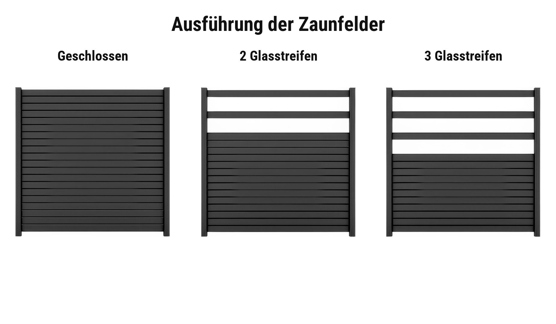 Ausführung Rhombussichtschutz Heiligenhafen: geschlossen oder mit satinierten Glasstreifen