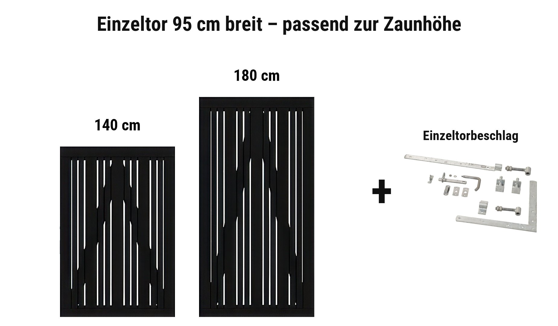 Einzeltor Tangent Schwarz 95 cm breit passend zur Zaunhöhe
