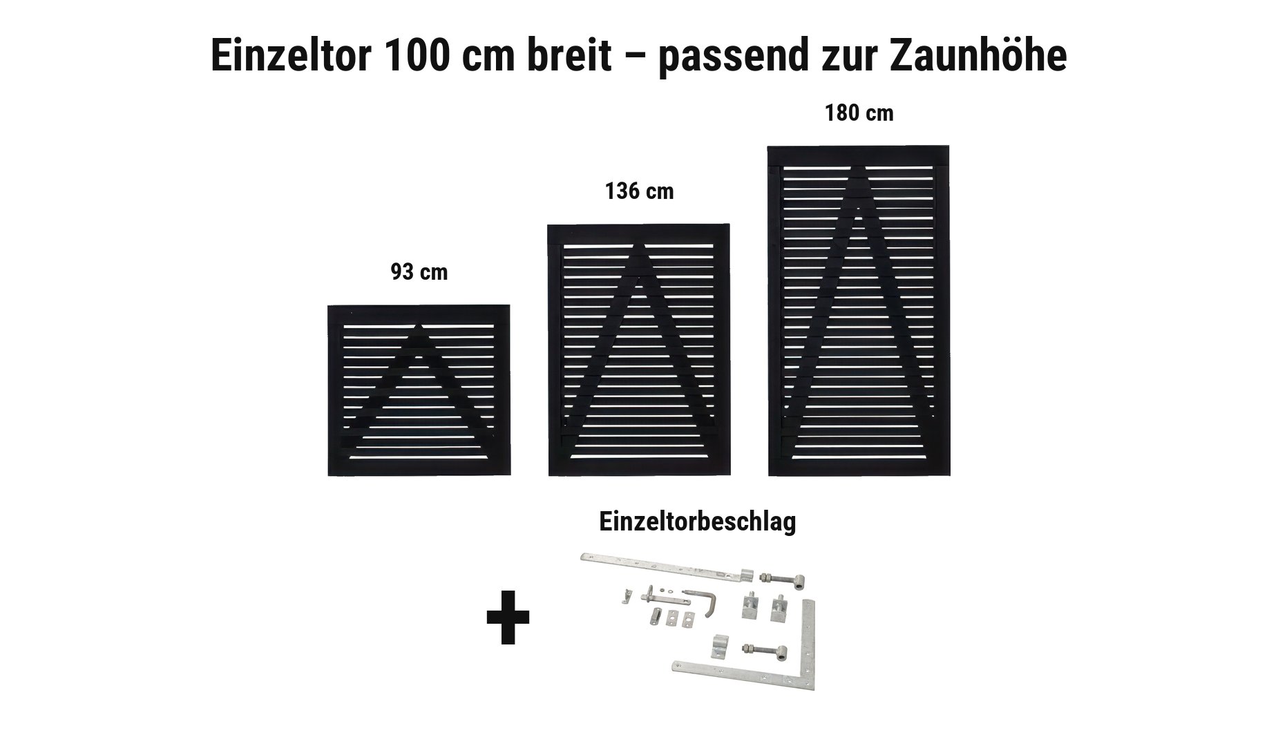 Einzeltor Osaka Schwarz 100 cm breit passend zur Zaunhöhe
