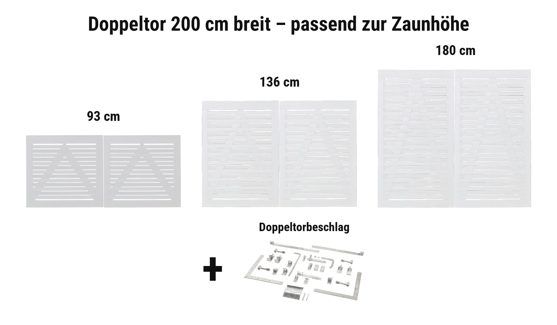 Doppeltor Osaka Weiß 200 cm breit passend zur Zaunhöhe