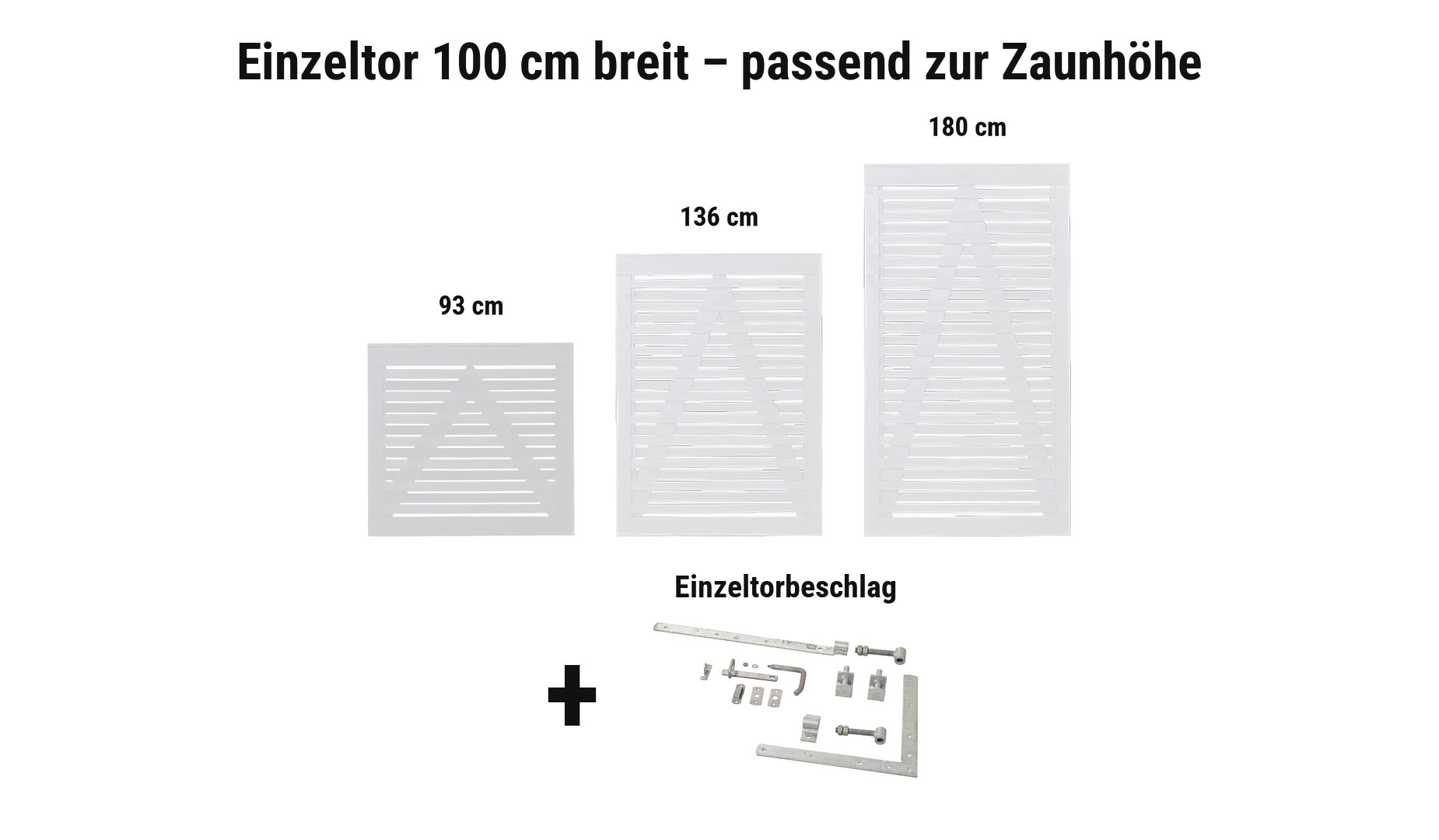 Einzeltor Osaka Weiß 100 cm breit passend zur Zaunhöhe