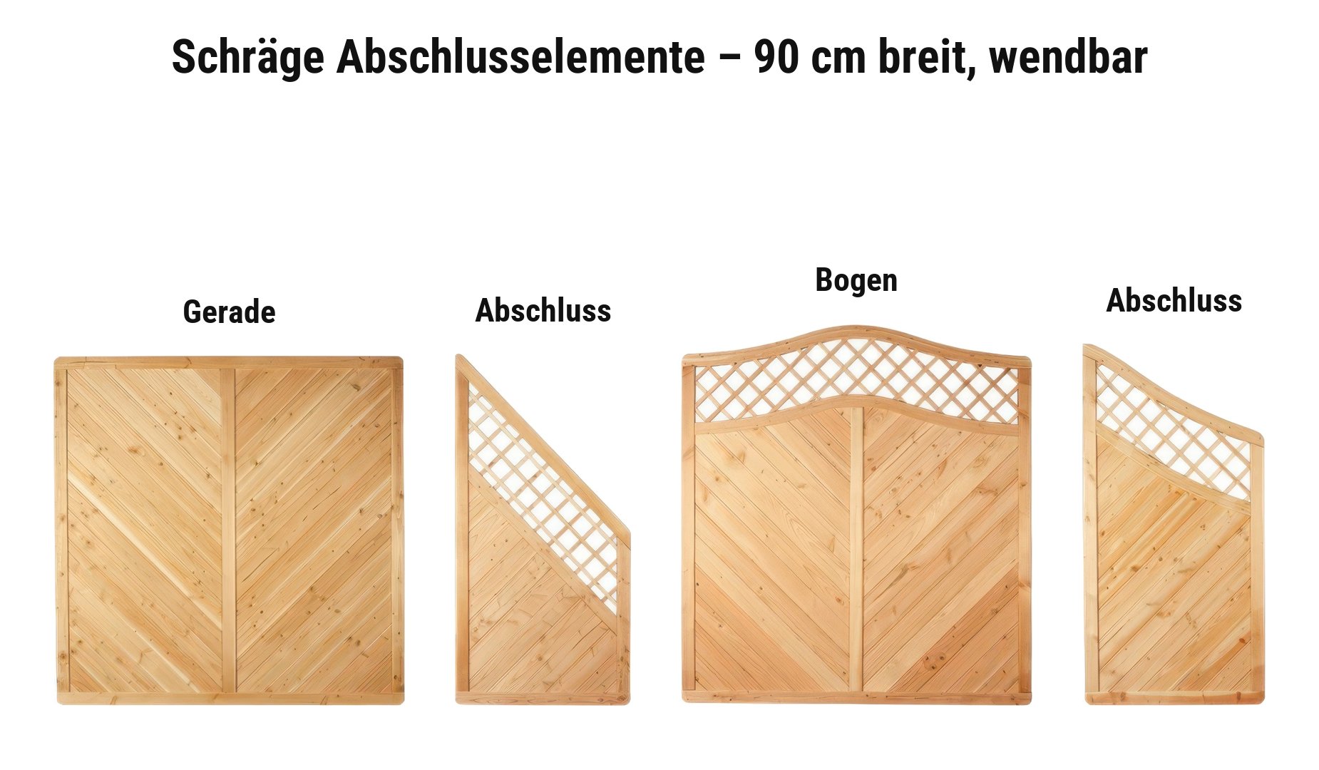 Sichtschutz Taunus: Abschlusselemente 90 cm breit mit Rankgitter, passend zu geraden und Bogen-Elementen
